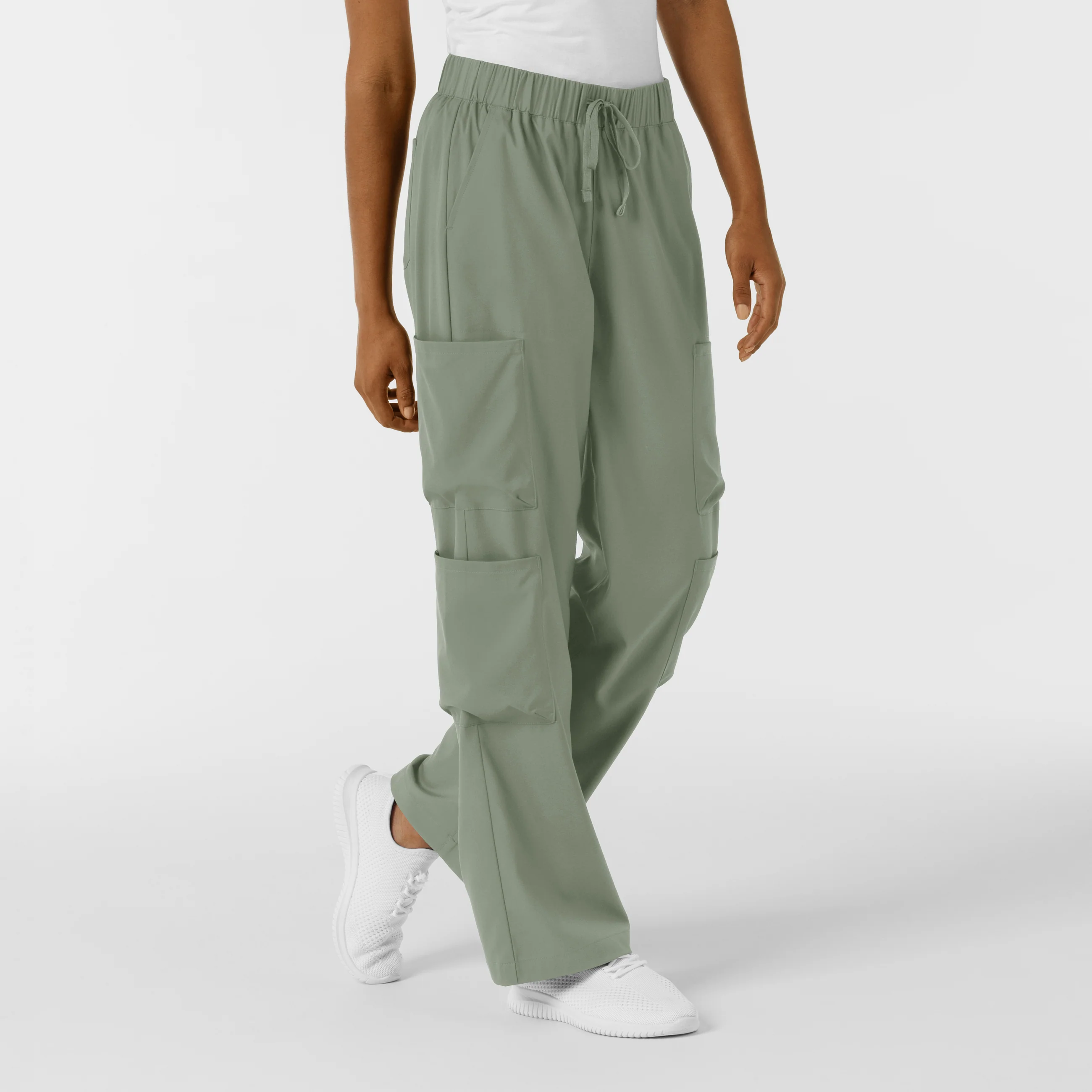 Boundless Women's Classic Wide Leg Double Cargo Scrub Pant - Sage - Image 4