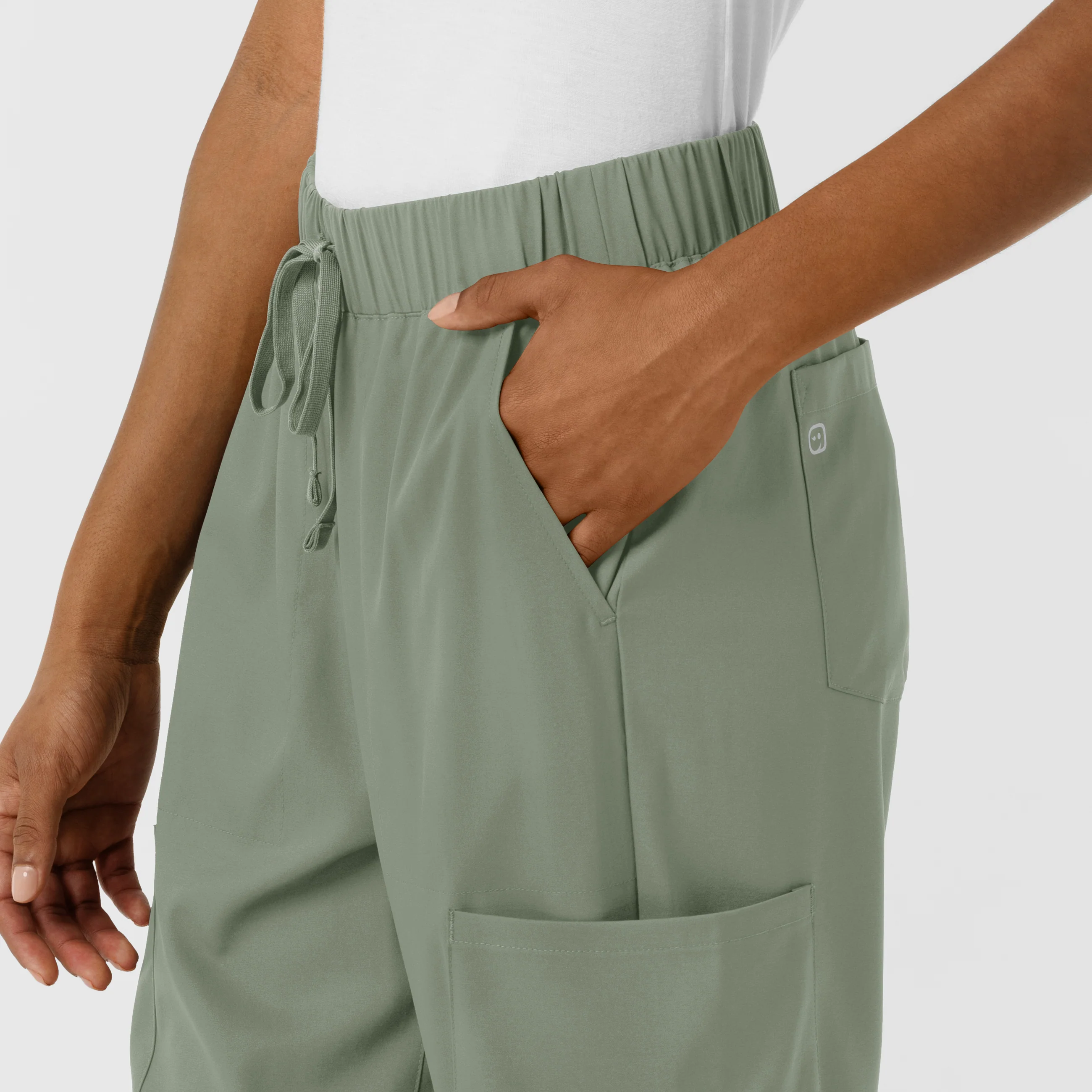 Boundless Women's Classic Wide Leg Double Cargo Scrub Pant - Sage - Image 7