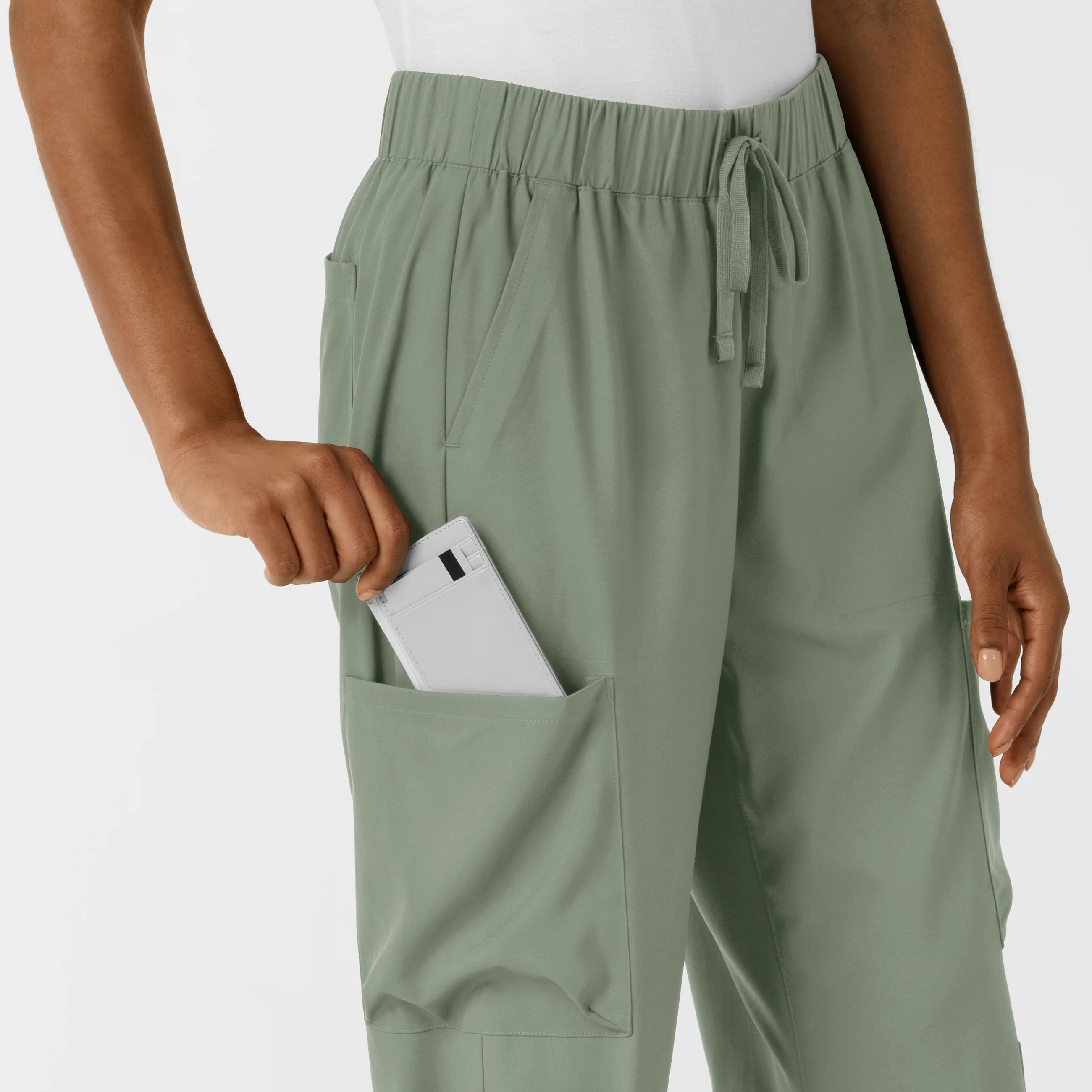 Boundless Women's Classic Wide Leg Double Cargo Scrub Pant - Sage - Image 8