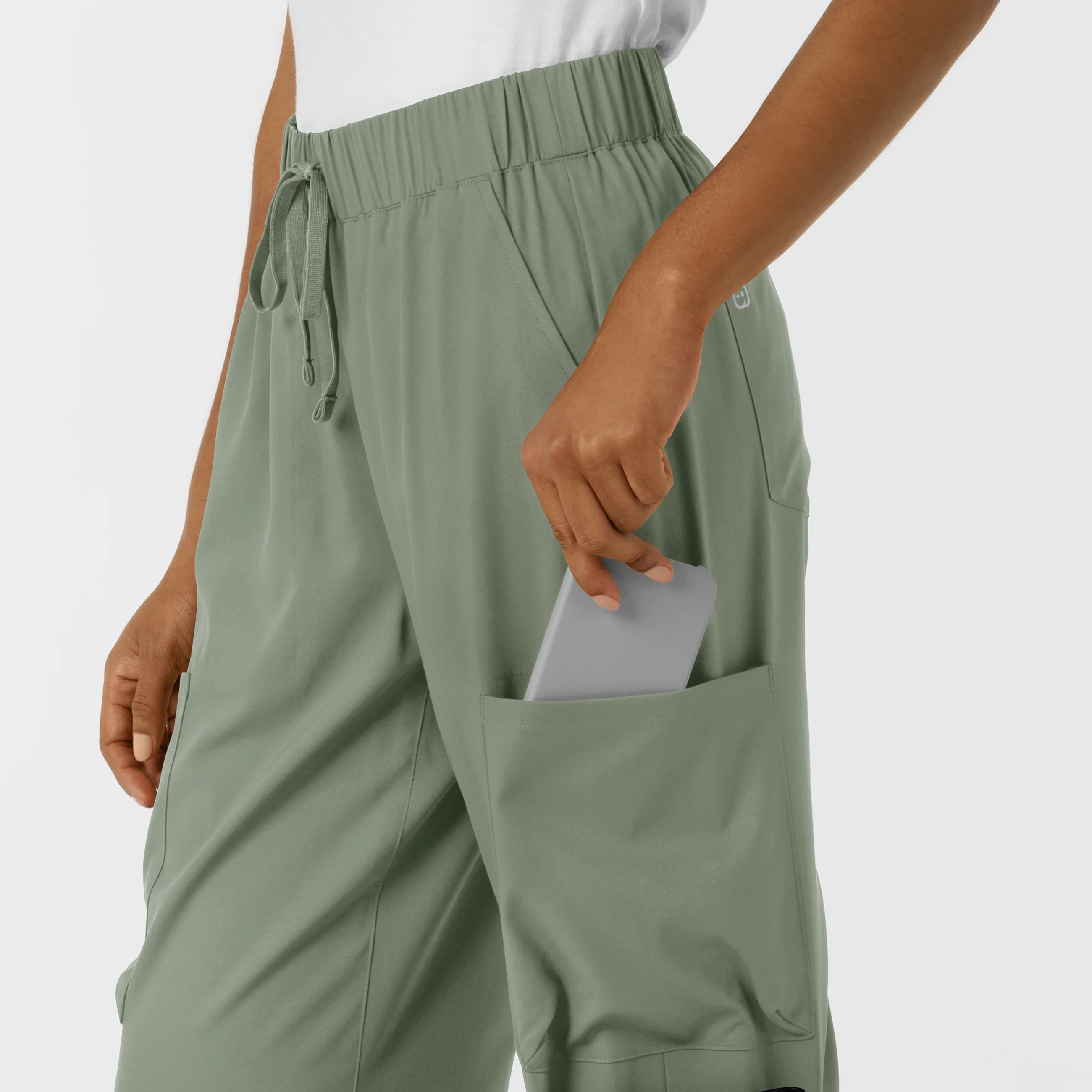Boundless Women's Classic Wide Leg Double Cargo Scrub Pant - Sage - Image 9