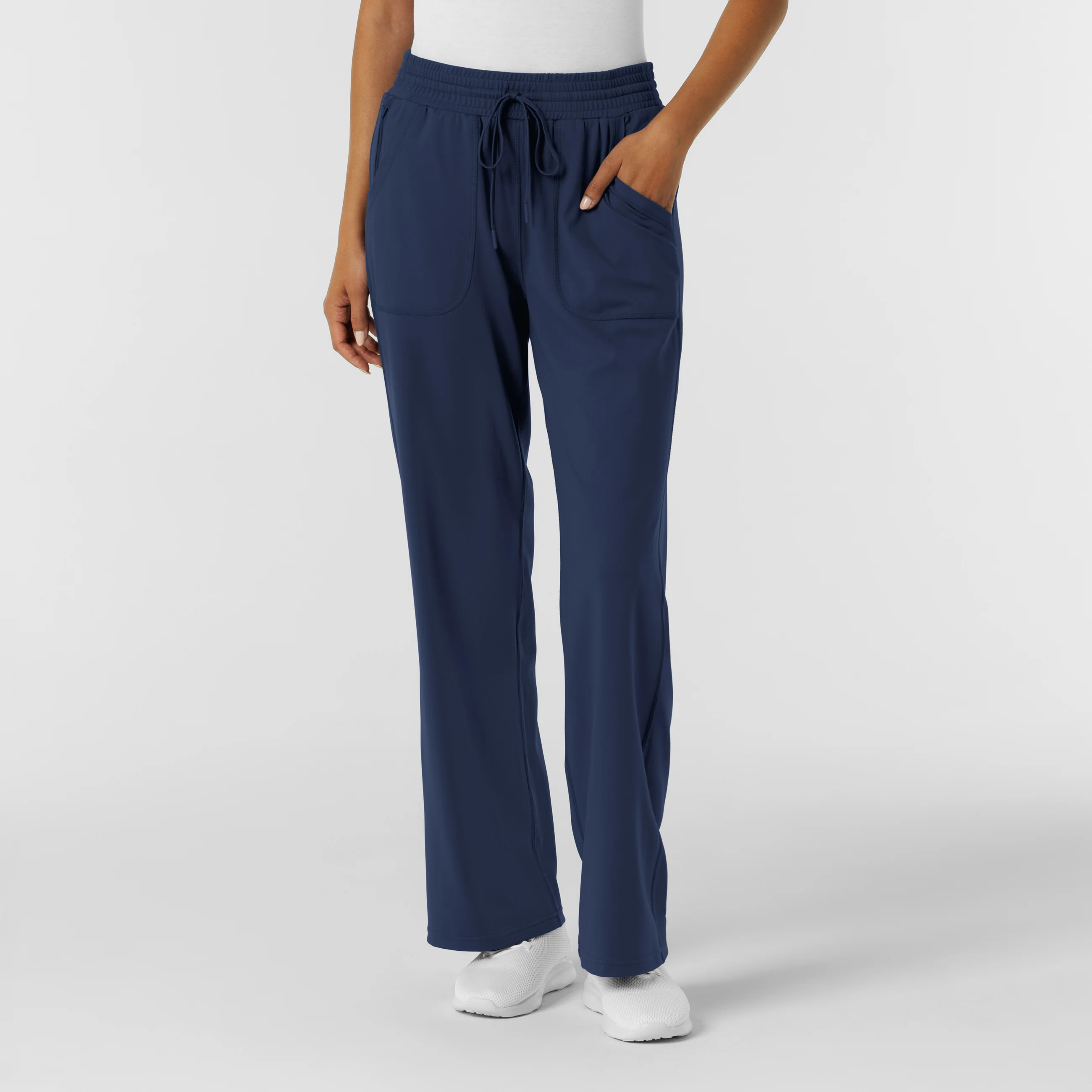 RENEW Knit Women's Wide Leg Scrub Pant - Navy - Image 4
