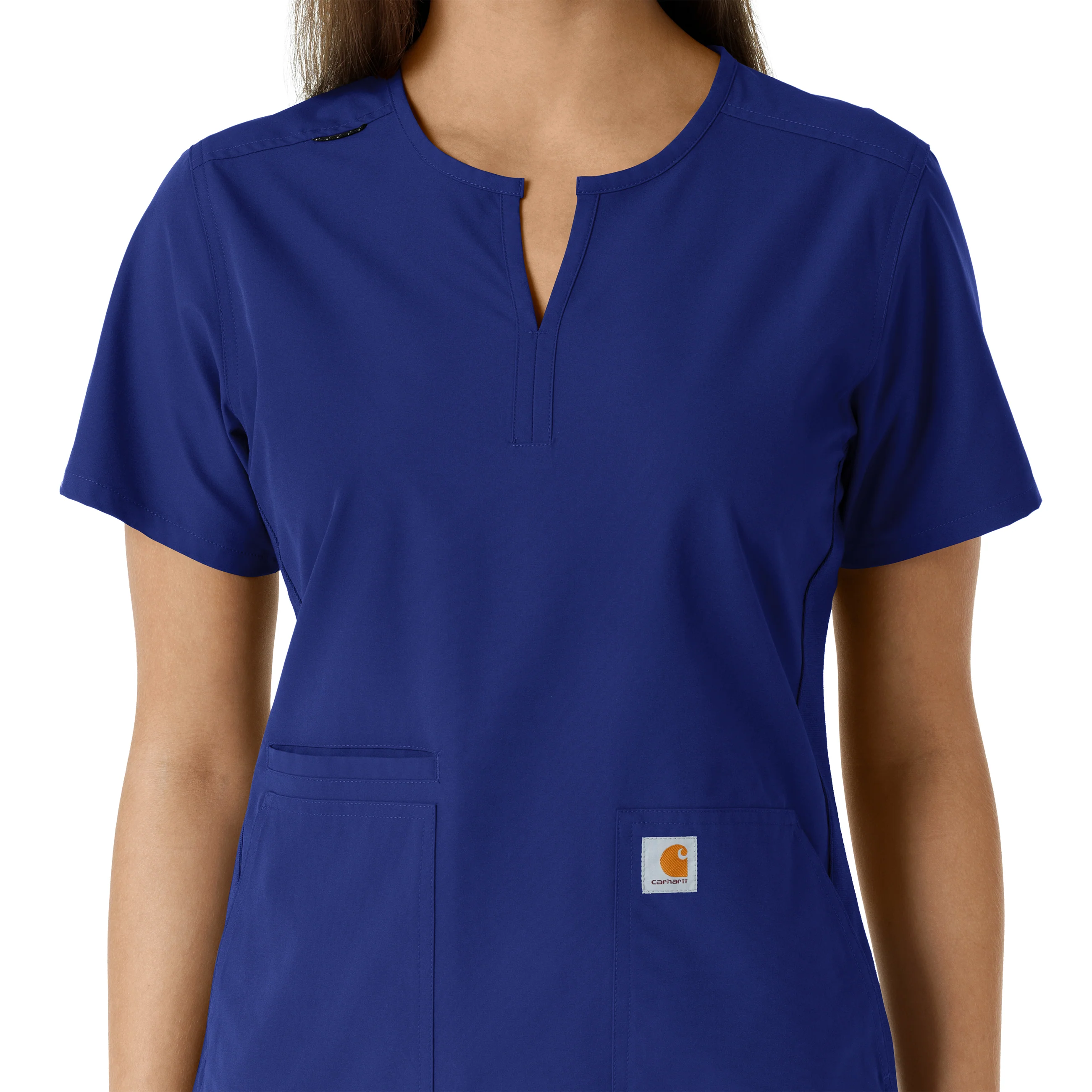 Carhartt Force Essentials Women's Notch Neck Tunic Knit Panel Scrub Top - Galaxy Blue - Image 5