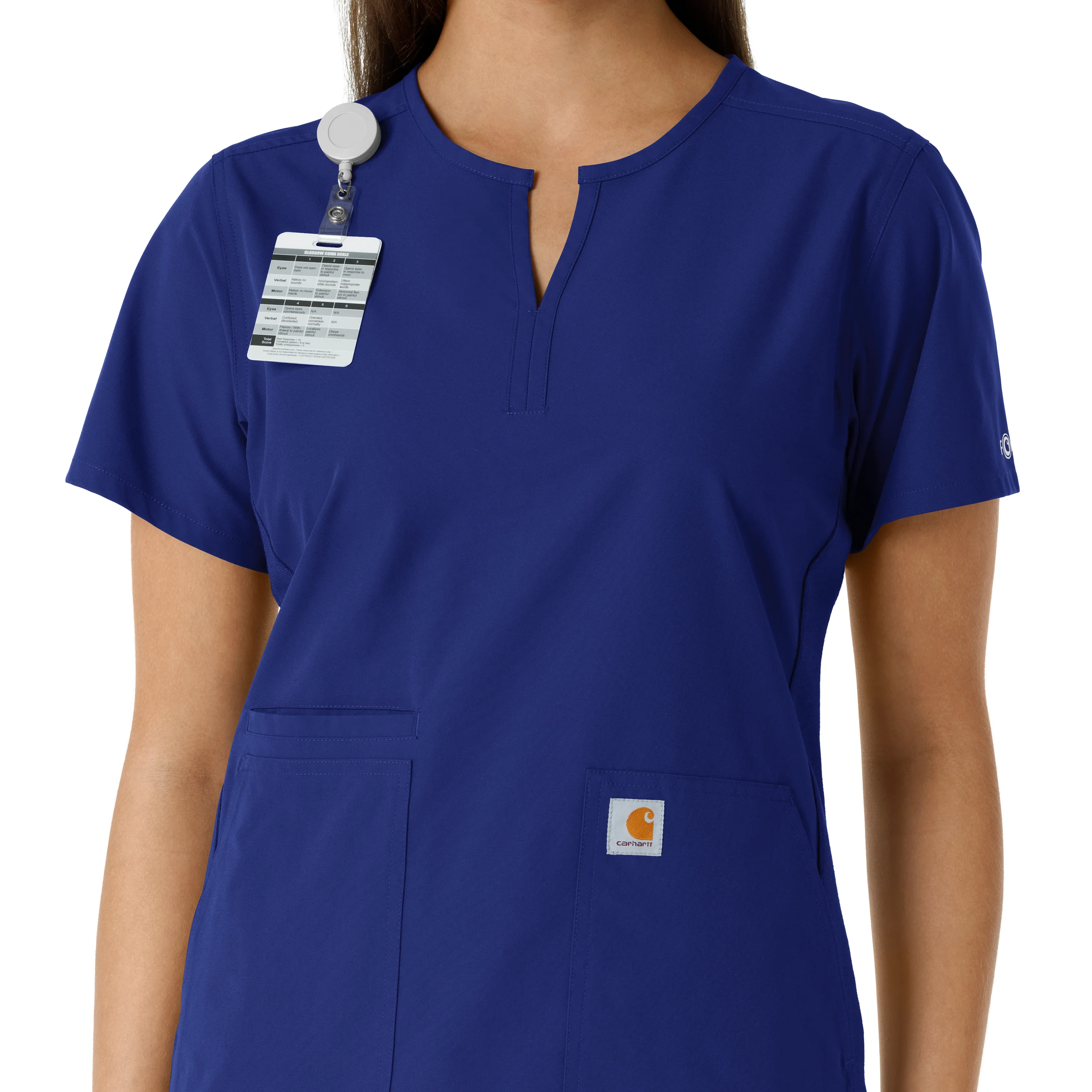 Carhartt Force Essentials Women's Notch Neck Tunic Knit Panel Scrub Top - Galaxy Blue - Image 6