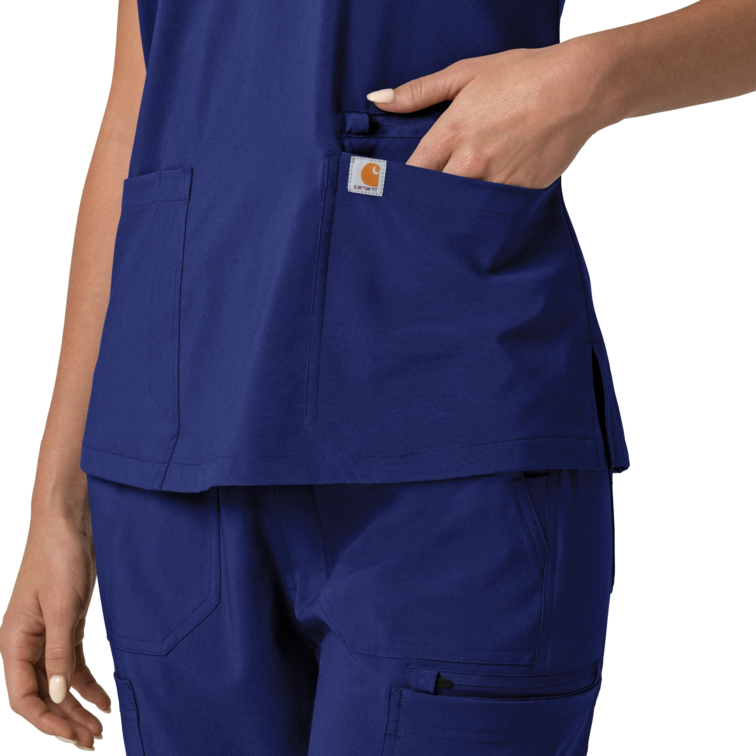 Carhartt Force Cross-Flex Women's Flex Panel V-Neck Scrub Top - Galaxy Blue - Image 9