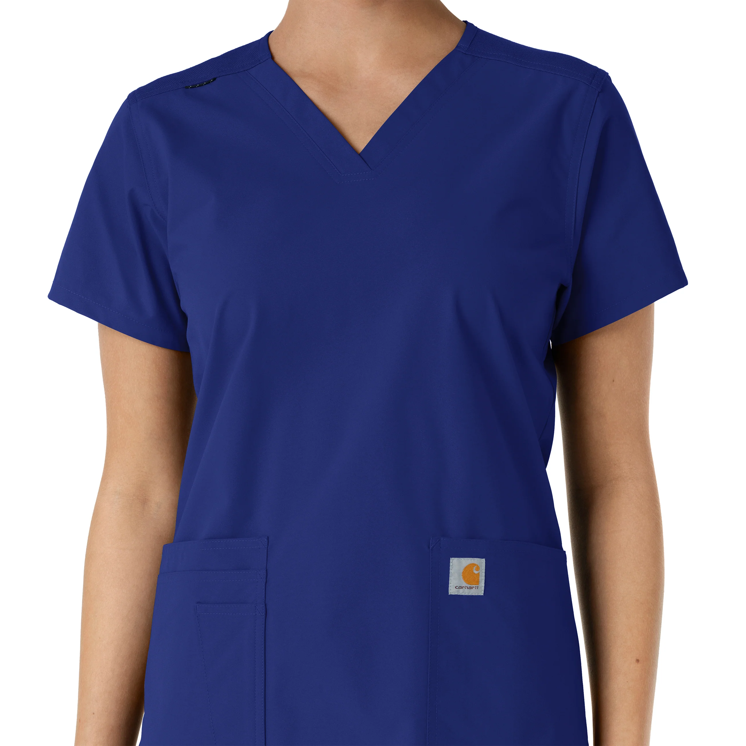 Carhartt Force Essentials Women's V-Neck Knit Panel Scrub Top - Galaxy Blue - Image 5