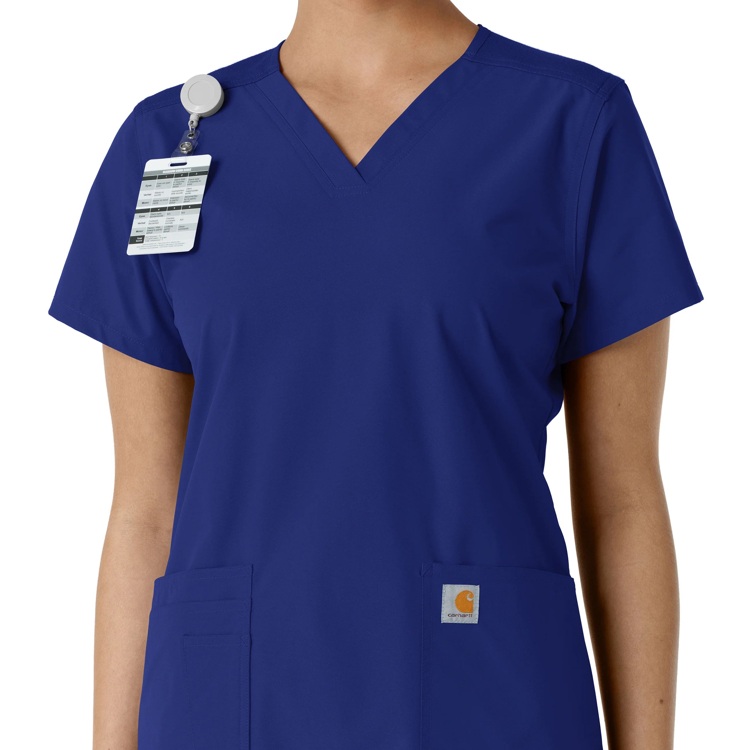 Carhartt Force Essentials Women's V-Neck Knit Panel Scrub Top - Galaxy Blue - Image 6