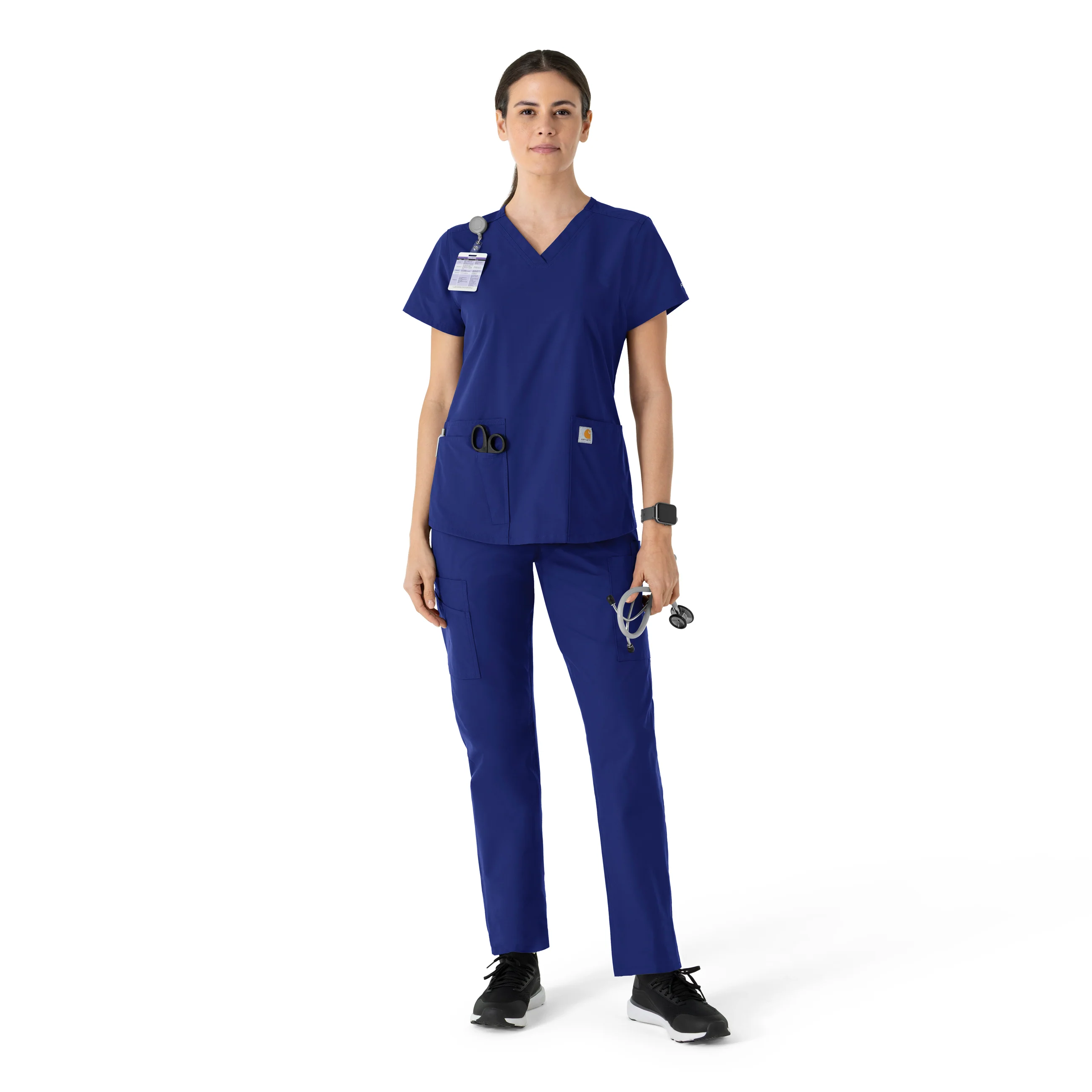 Carhartt Force Essentials Women's V-Neck Scrub Top - Galaxy Blue - Image 3