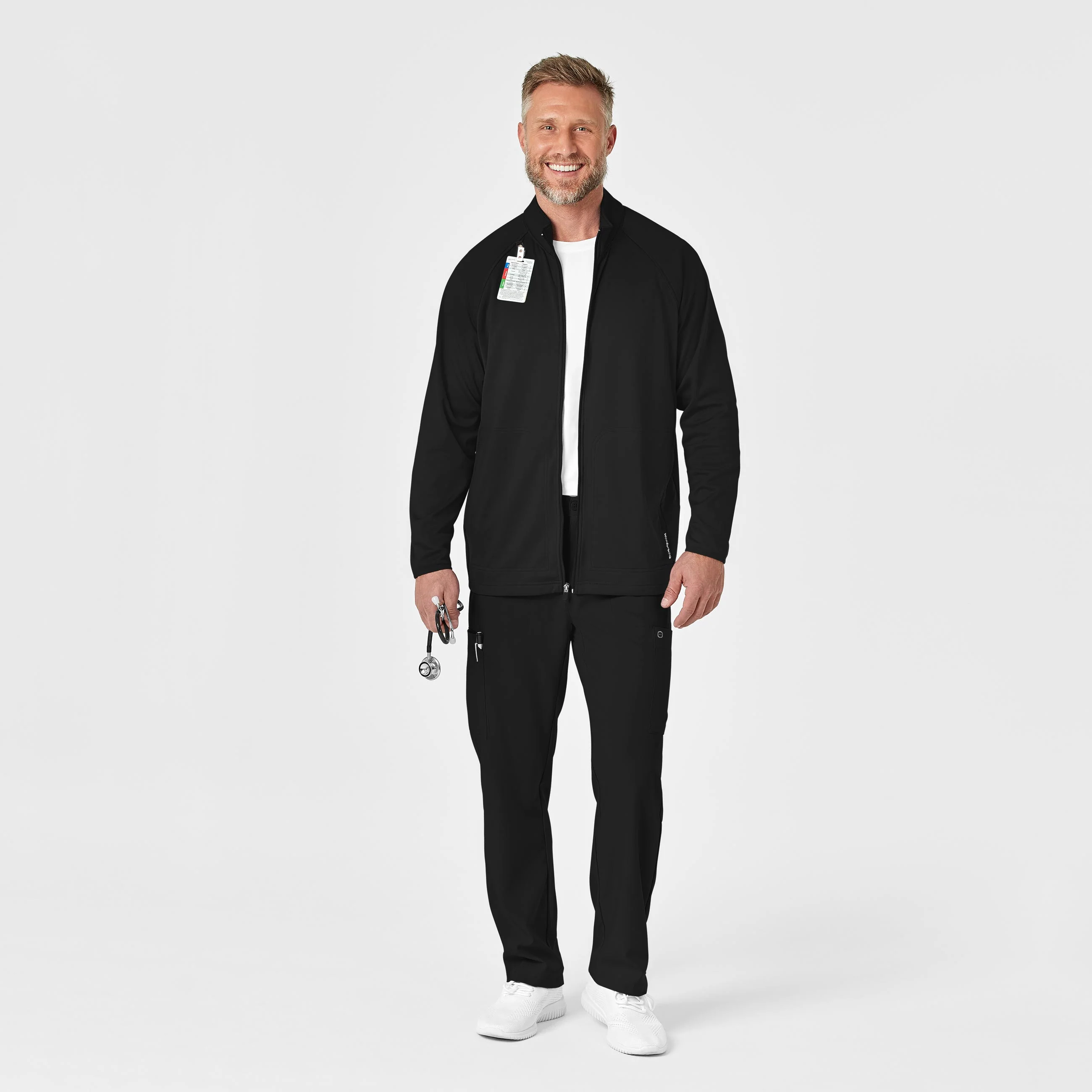 Men's Fleece Full Zip Jacket - Black - Image 3