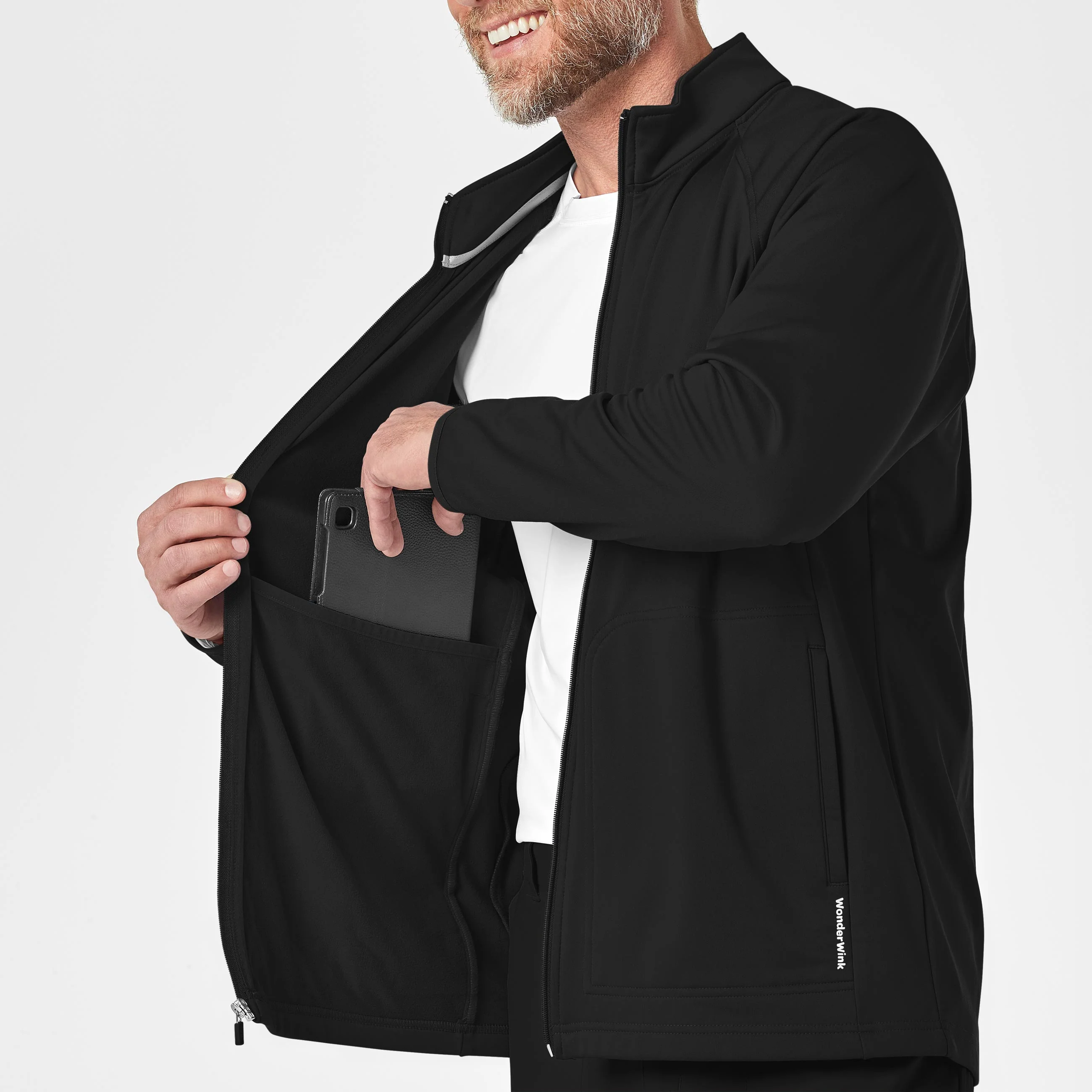 Men's Fleece Full Zip Jacket - Black - Image 8