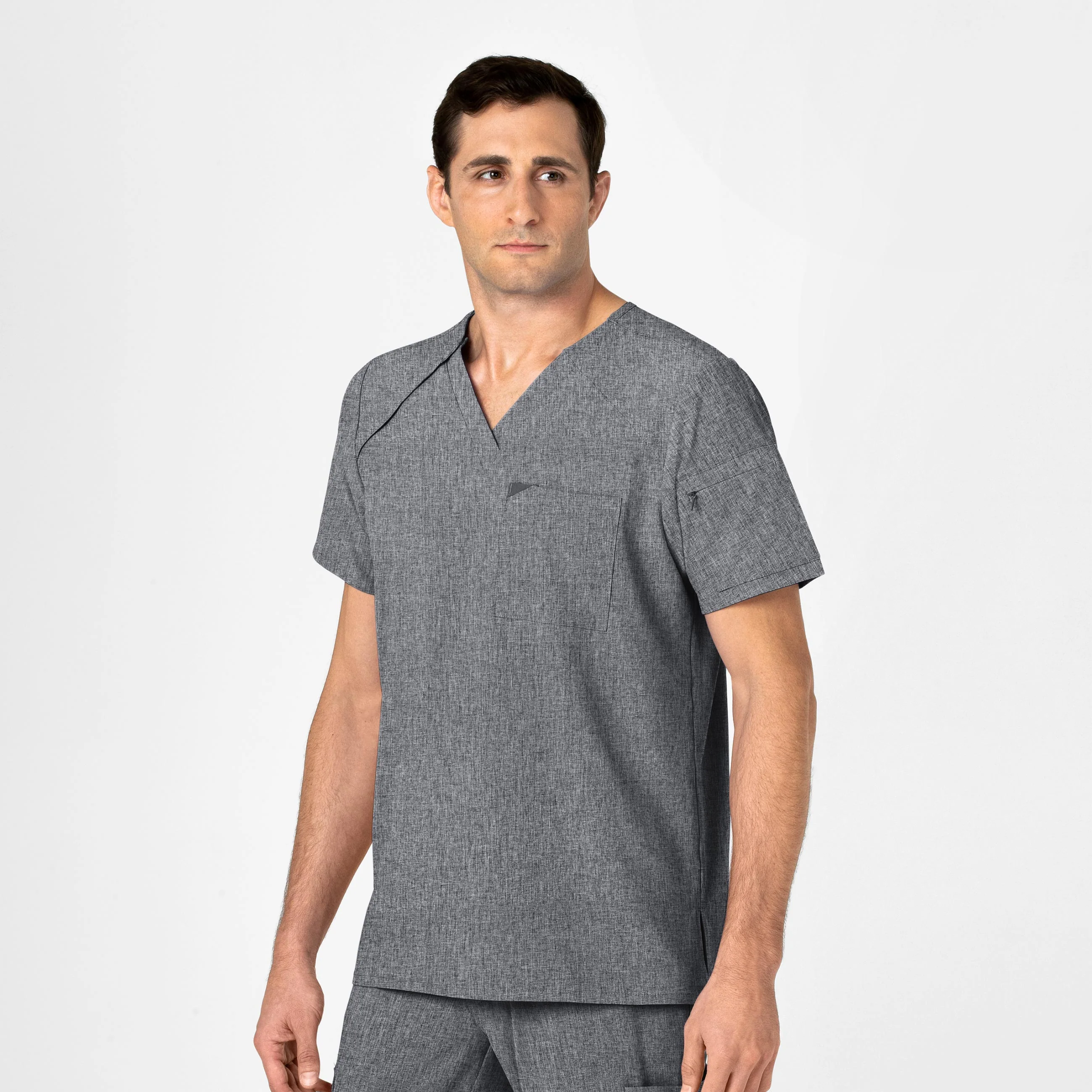 RENEW Men's EZ Zip Scrub Top - Grey Heather - Image 4