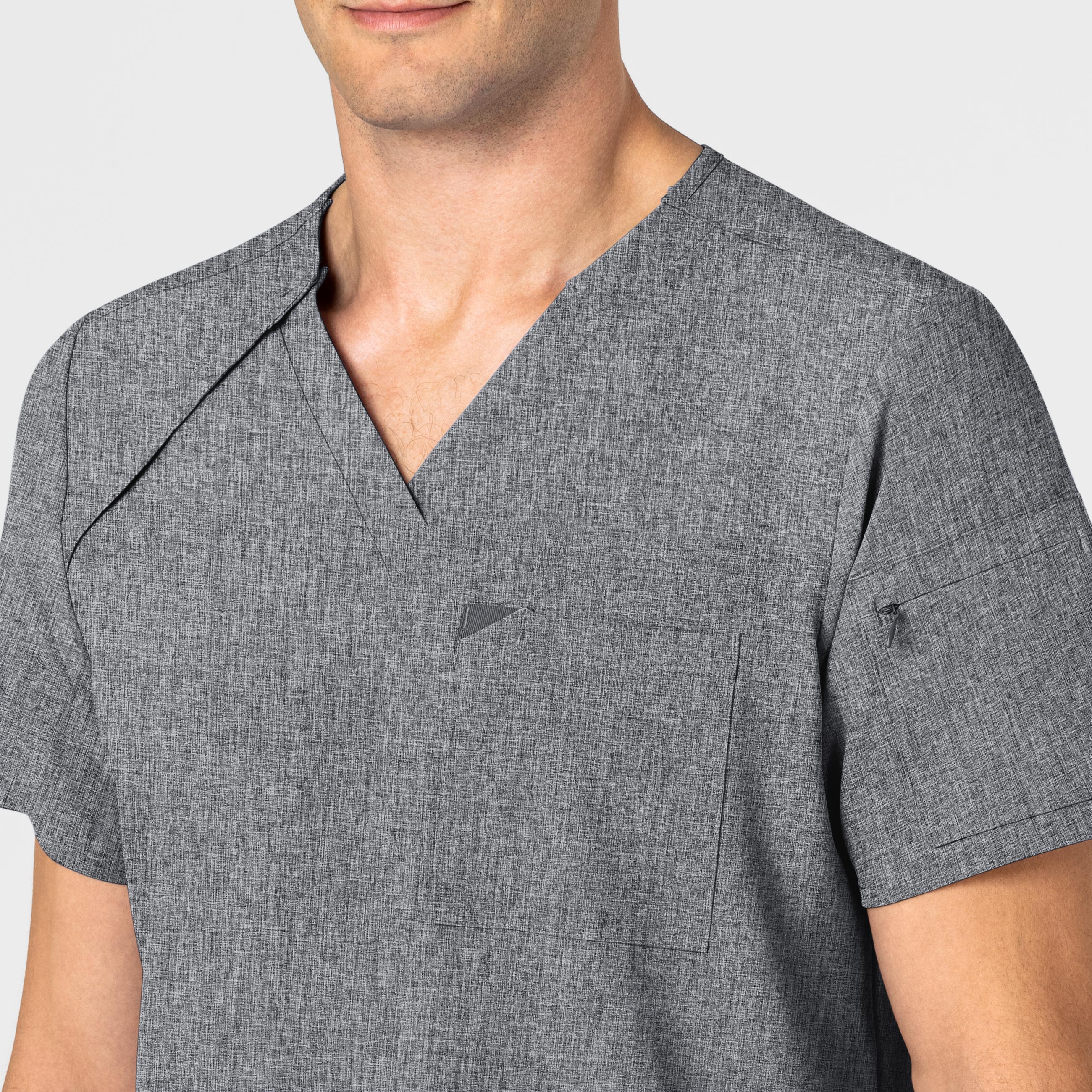 RENEW Men's EZ Zip Scrub Top - Grey Heather - Image 5