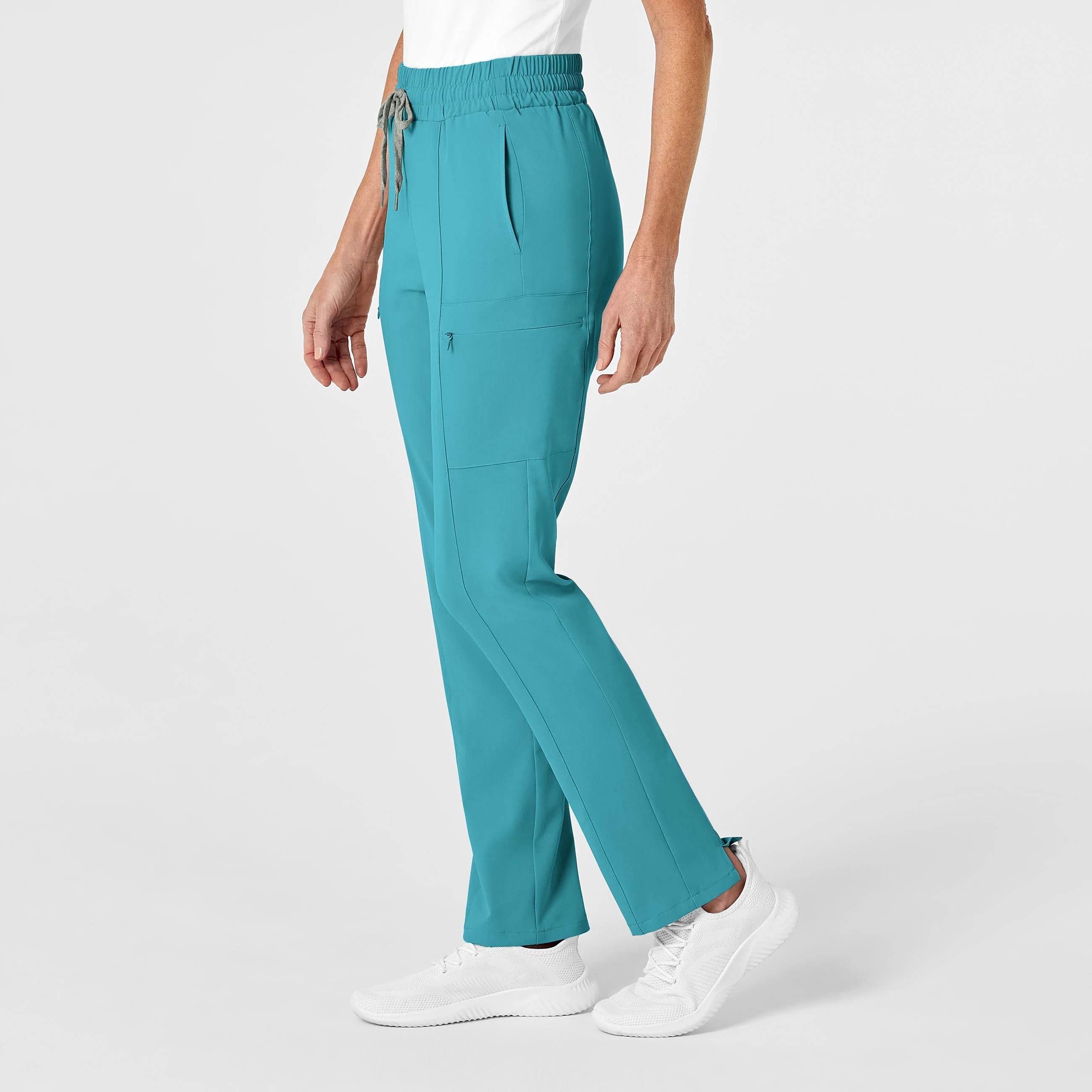 RENEW Women's High Waist Slim Leg Scrub Pant - Teal Blue - Image 4