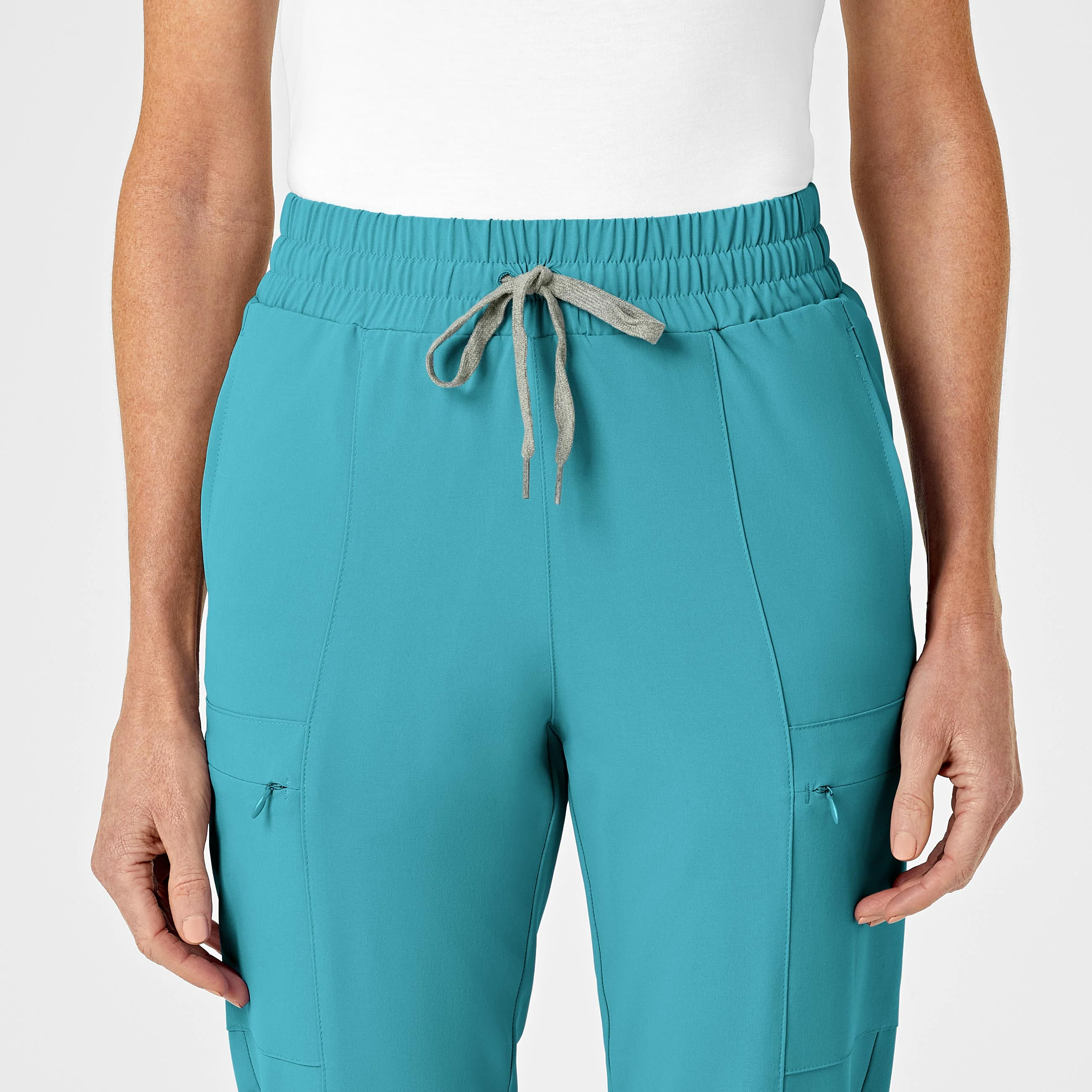 RENEW Women's High Waist Slim Leg Scrub Pant - Teal Blue - Image 5