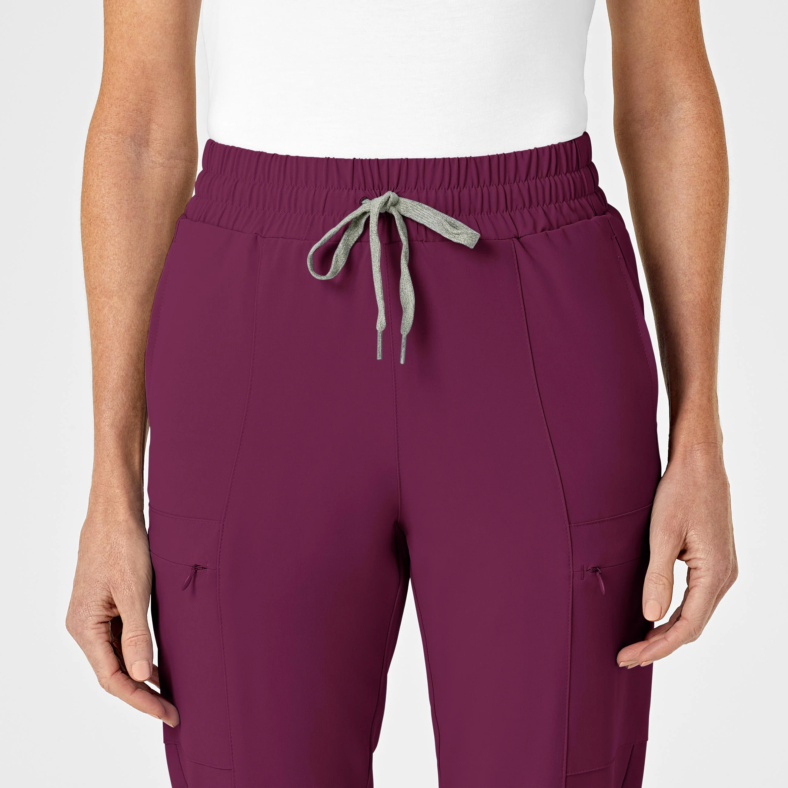RENEW Women's High Waist Slim Leg Scrub Pant - Wine - Image 5