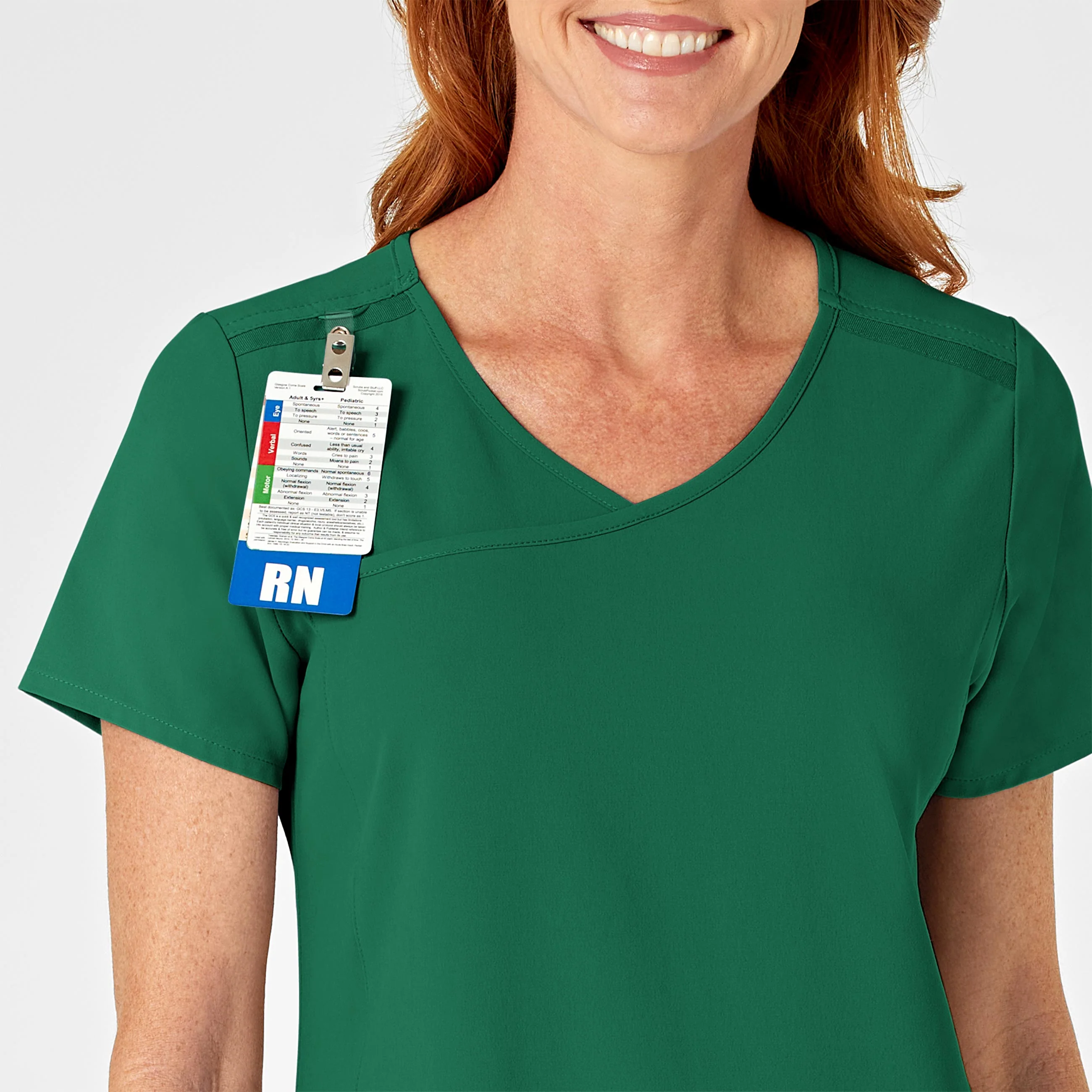 RENEW Women's Mock Wrap Scrub Top - Hunter - Image 6