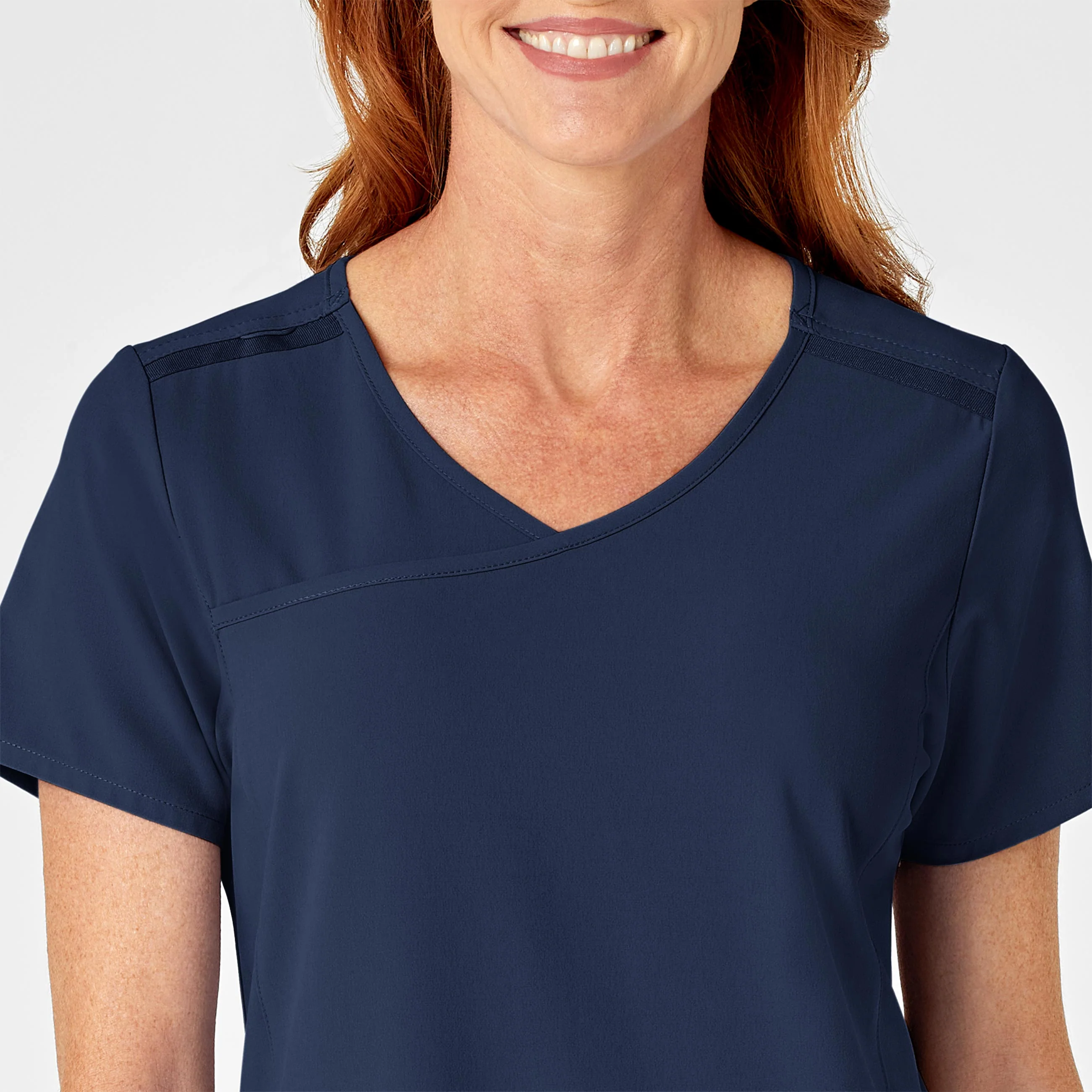 RENEW Women's Mock Wrap Scrub Top - Navy - Image 5