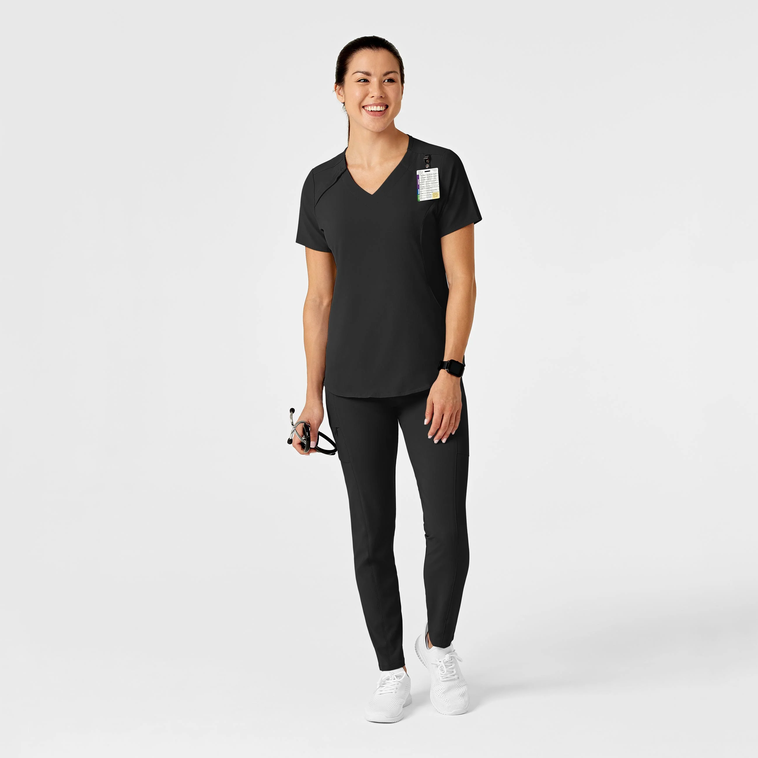 RENEW Women's Zip Accent Scrub Top - Black - Image 3