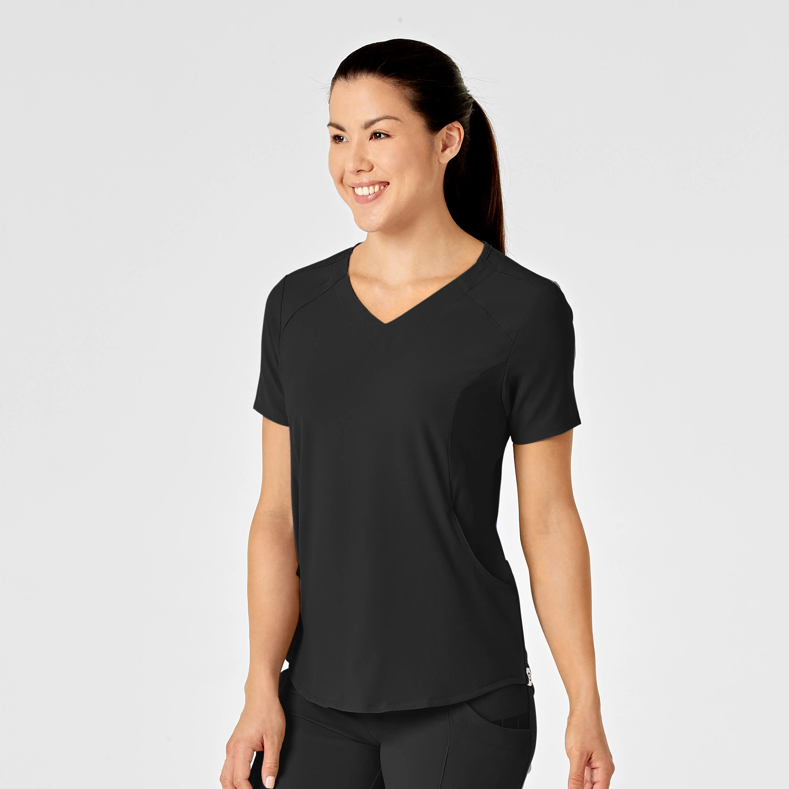 RENEW Women's Zip Accent Scrub Top - Black - Image 4