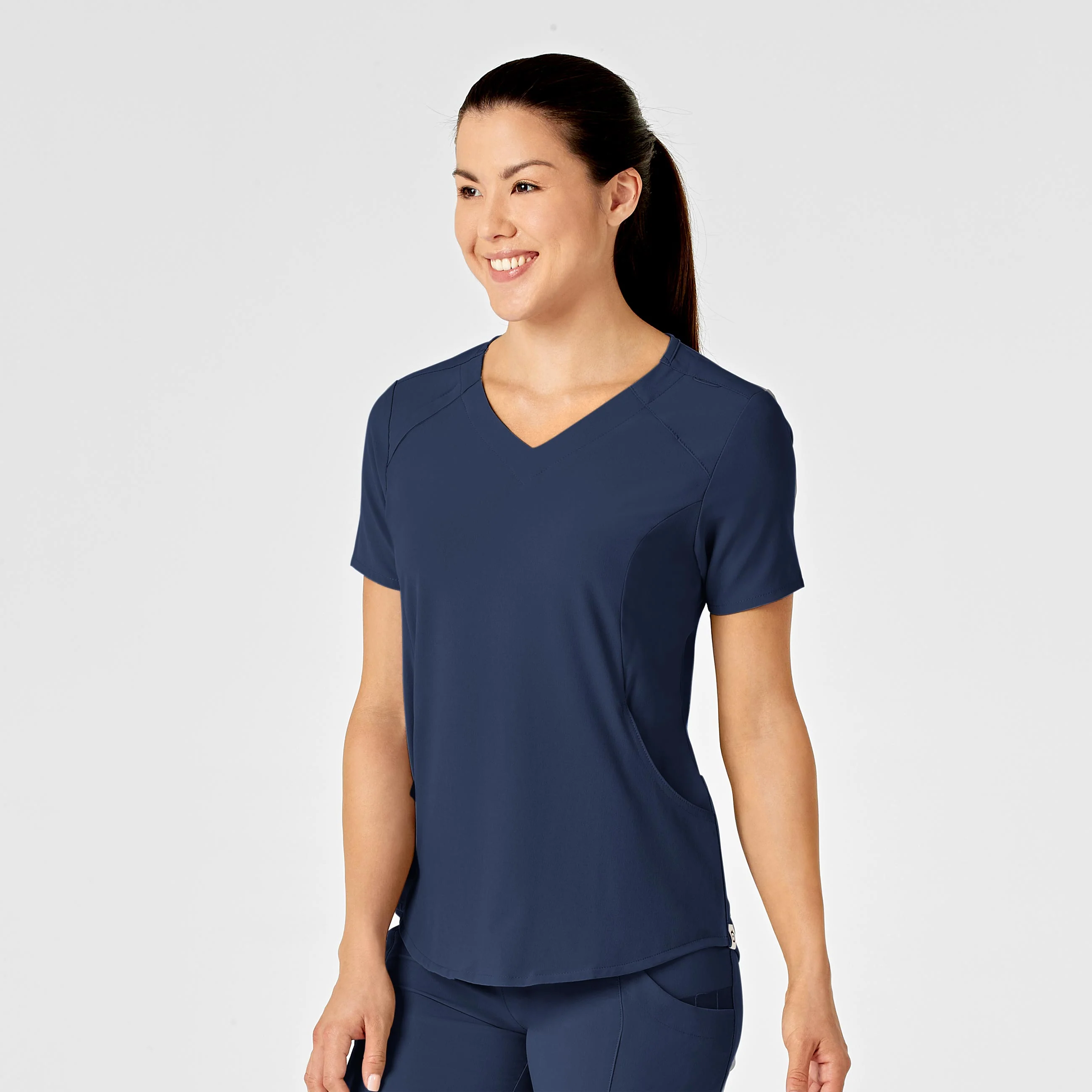 RENEW Women's Zip Accent Scrub Top - Navy - Image 4