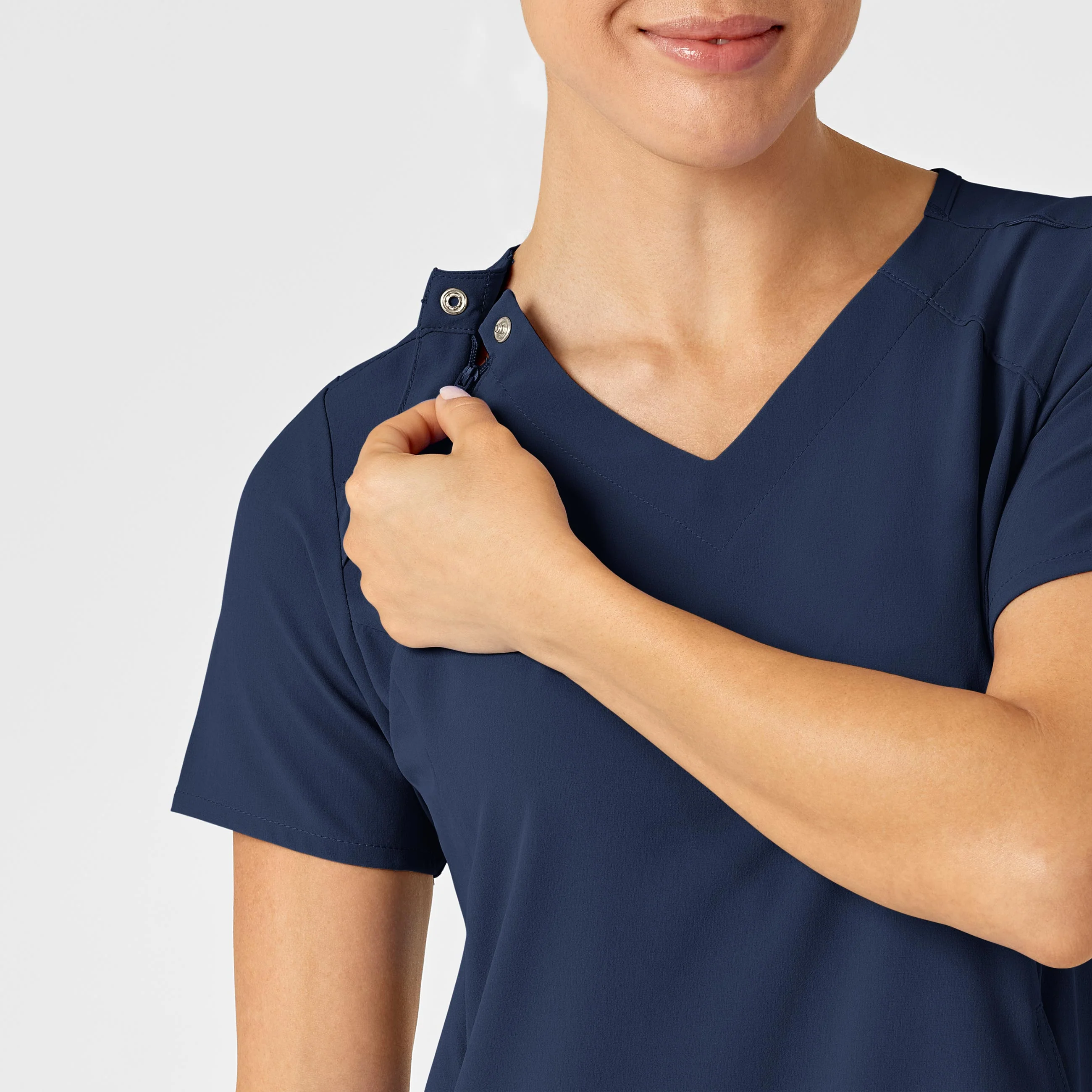 RENEW Women's Zip Accent Scrub Top - Navy - Image 6