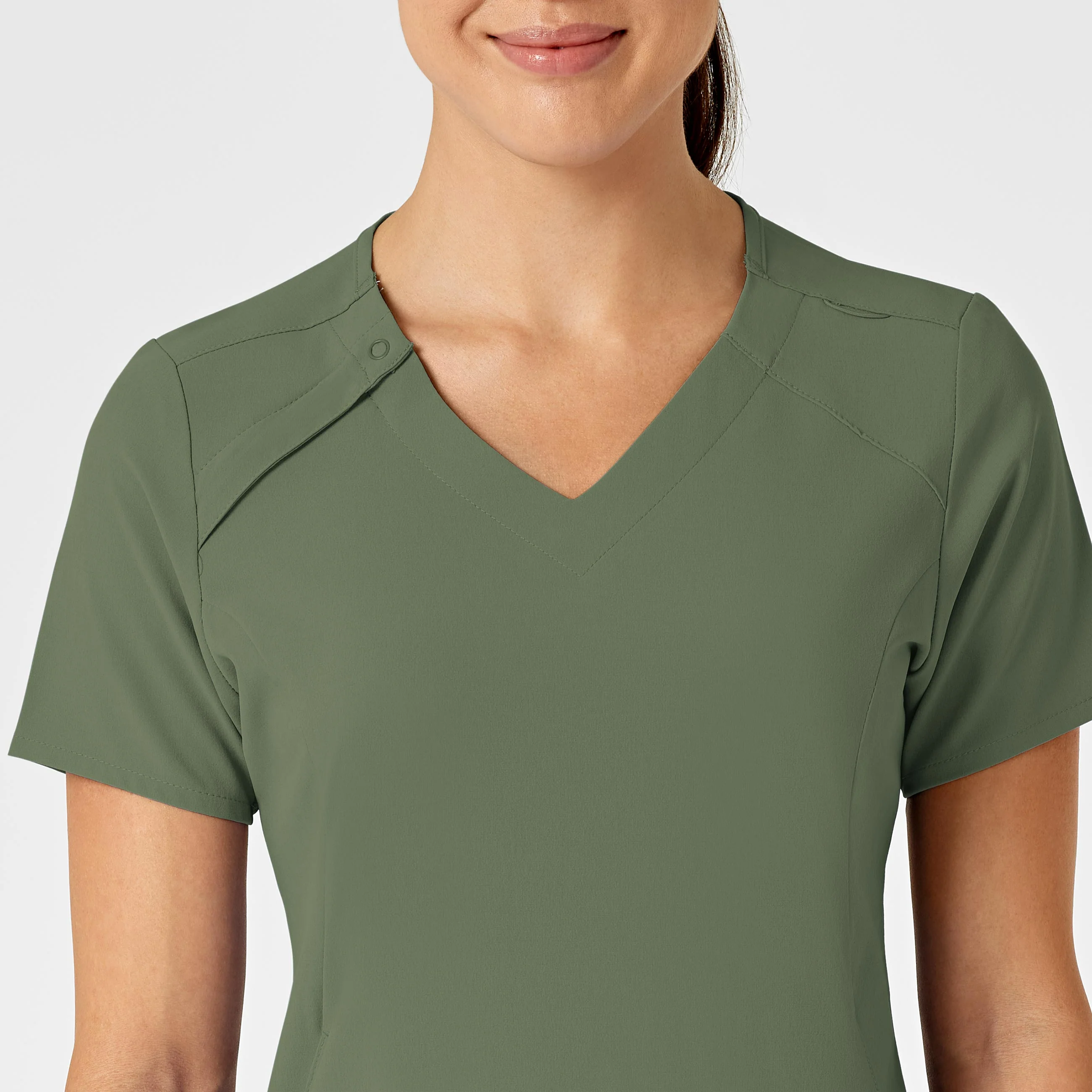 RENEW Women's Zip Accent Scrub Top - Olive - Image 5