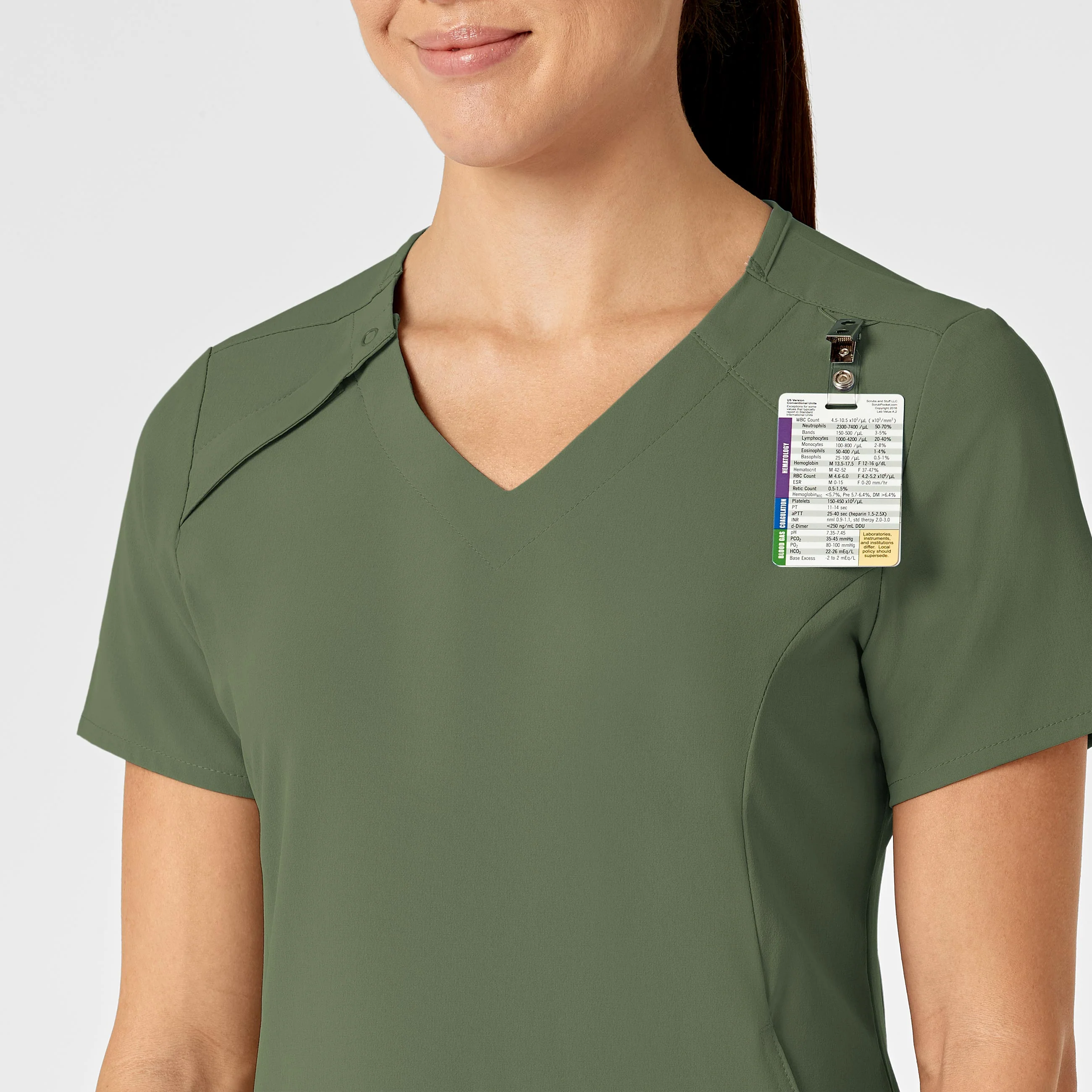 RENEW Women's Zip Accent Scrub Top - Olive - Image 7