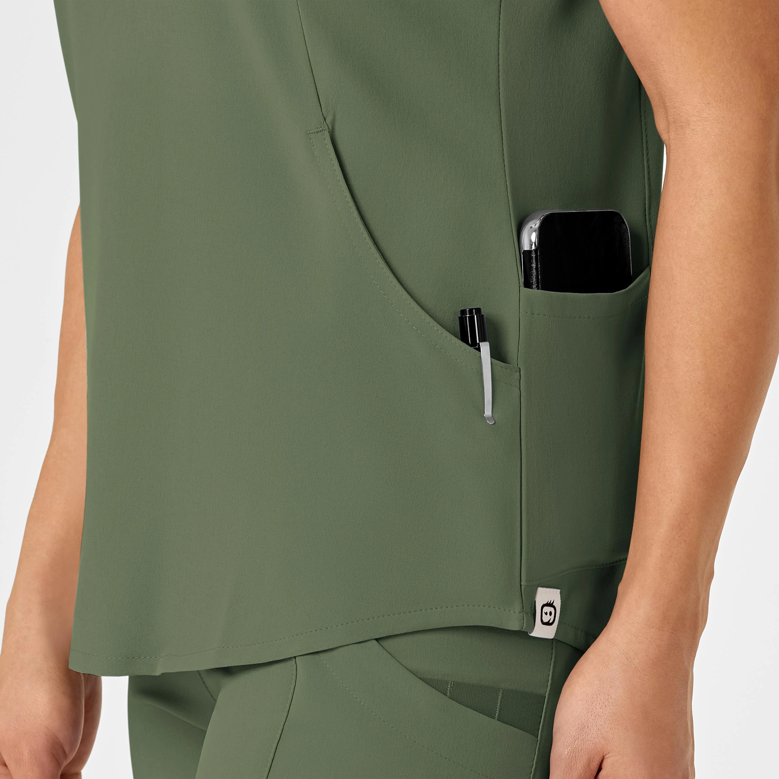 RENEW Women's Zip Accent Scrub Top - Olive - Image 8