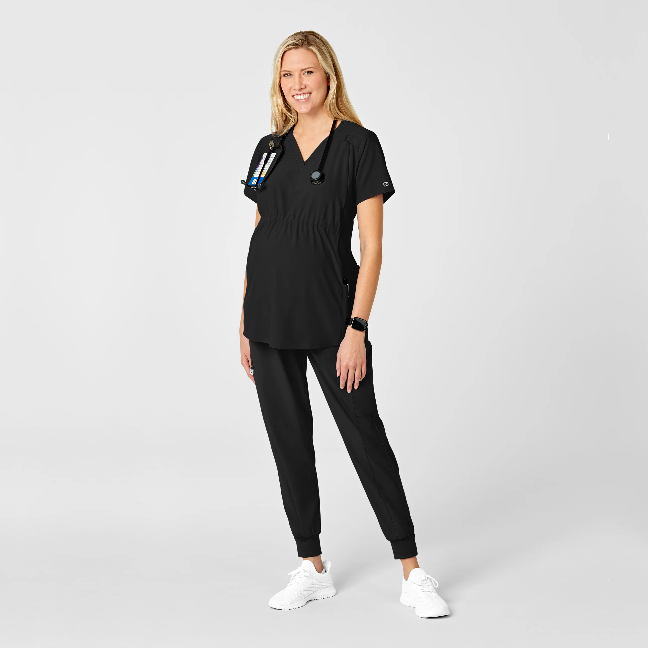 W123 Maternity Jogger Scrub Pant - Black - Image 3