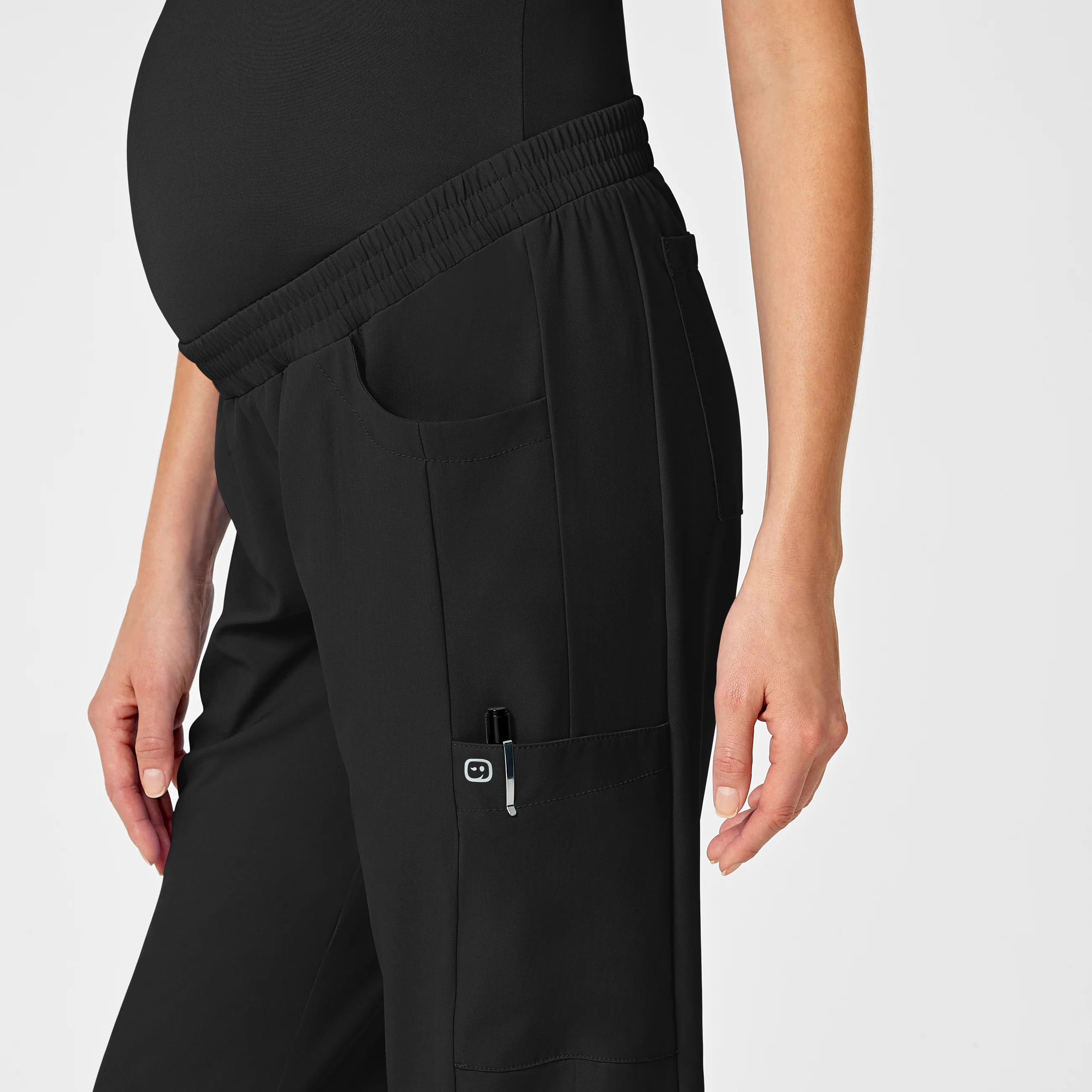 W123 Maternity Jogger Scrub Pant - Black - Image 4