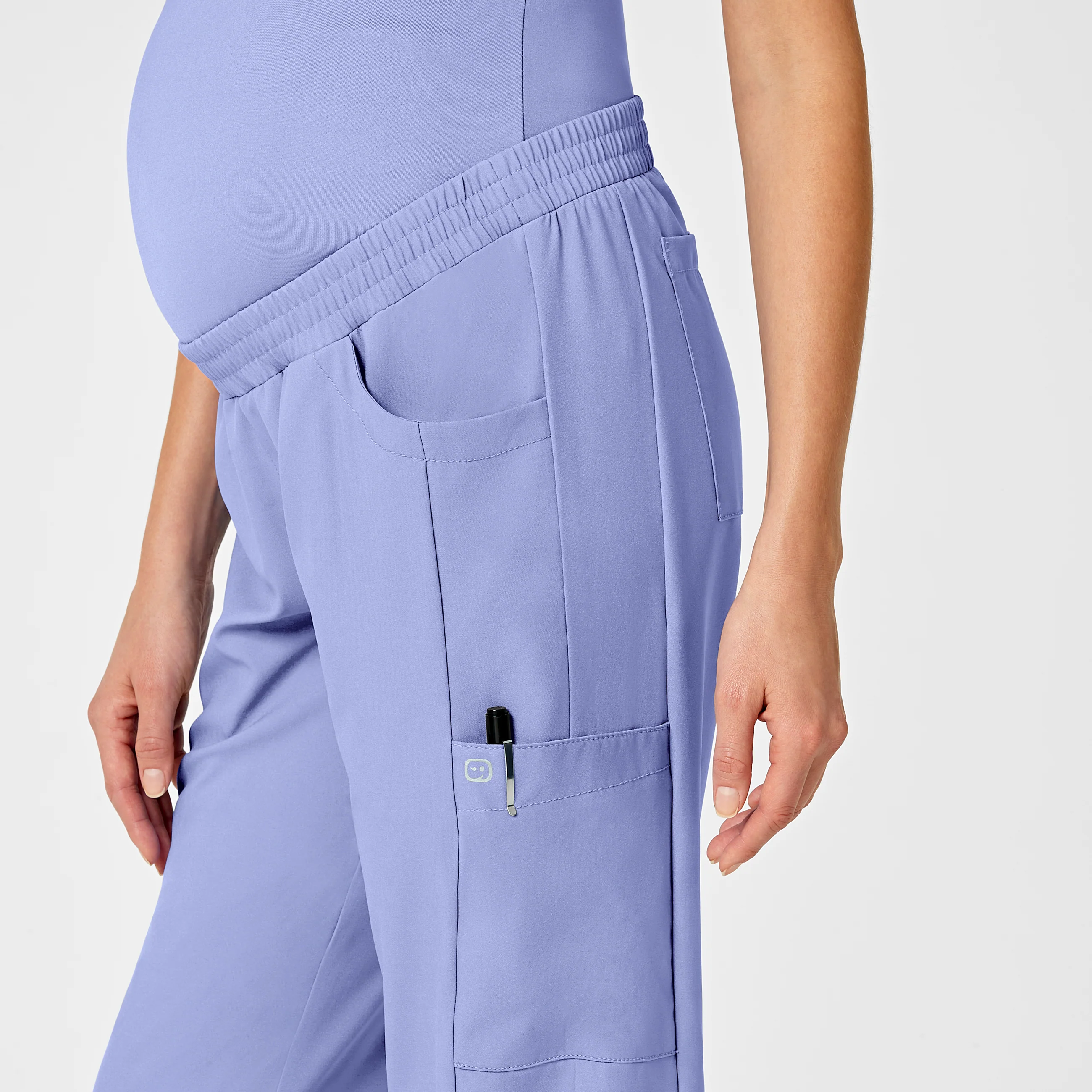W123 Maternity Jogger Scrub Pant - Ceil Blue - Image 4