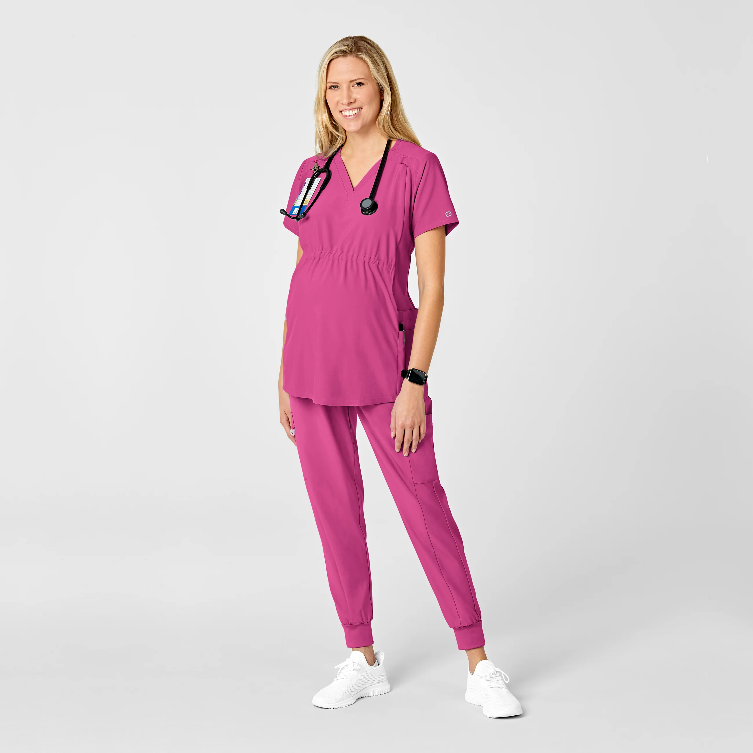 W123 Maternity Jogger Scrub Pant - Hot Pink - Image 3