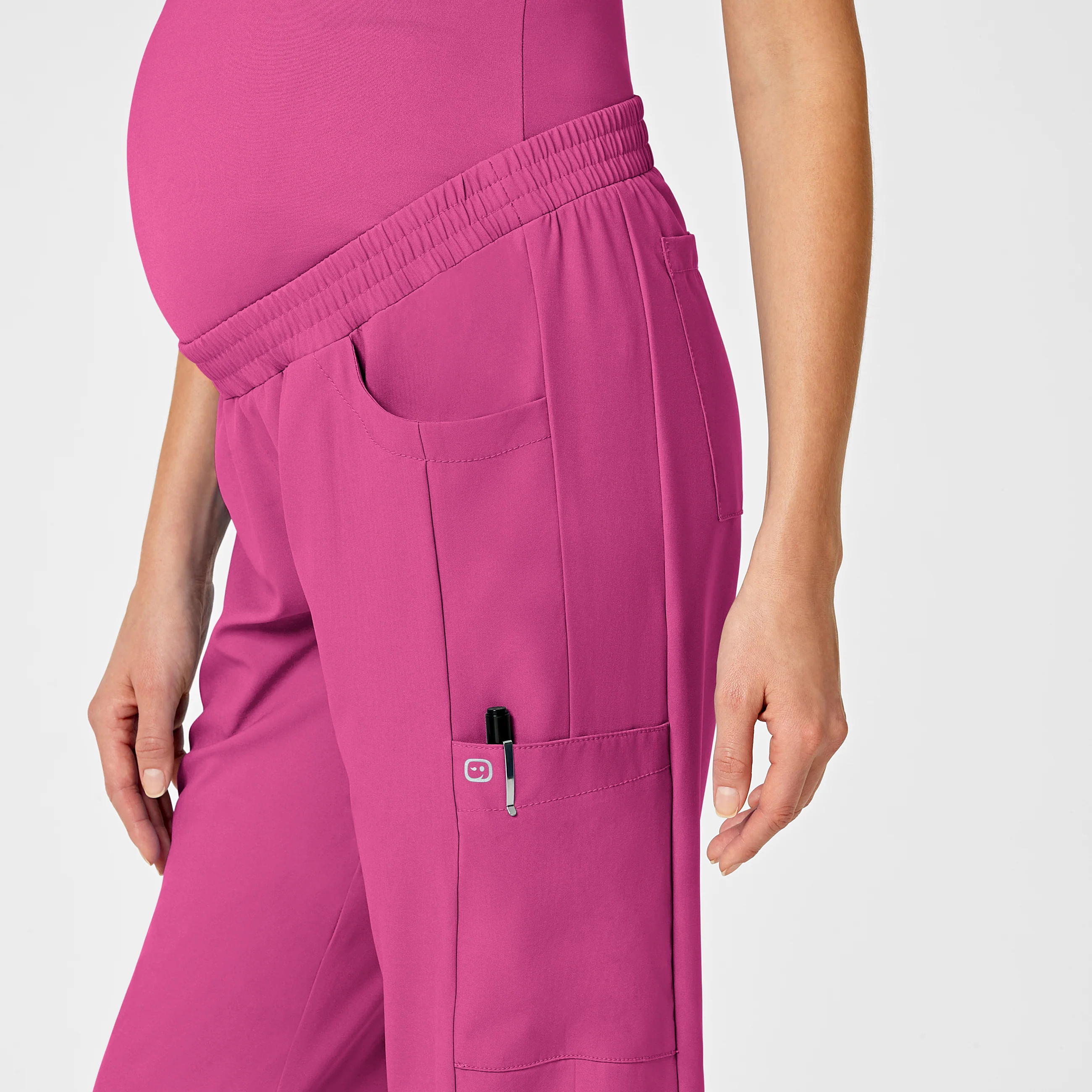 W123 Maternity Jogger Scrub Pant - Hot Pink - Image 4