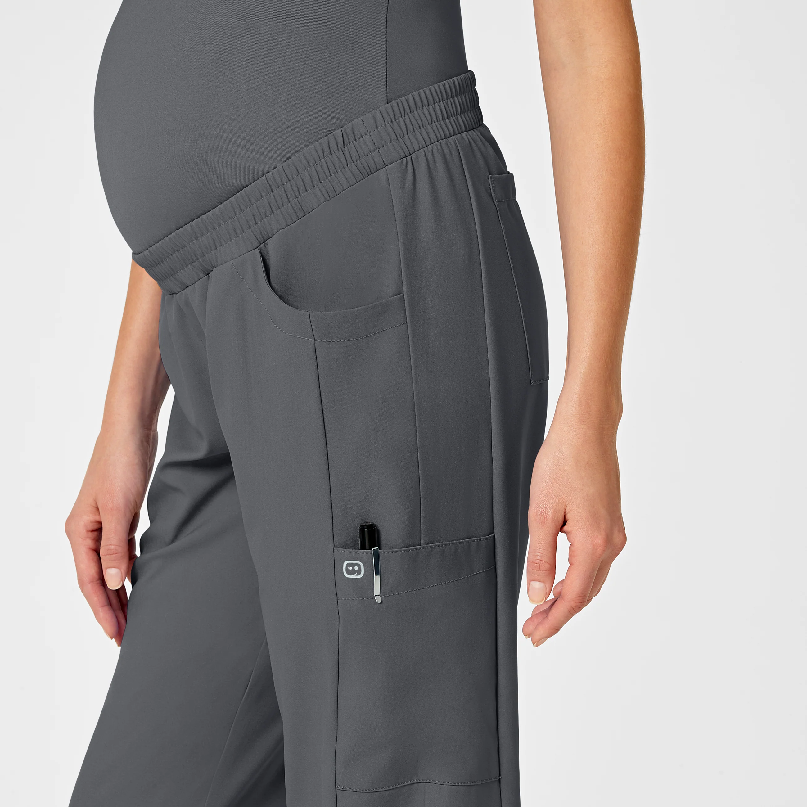 W123 Maternity Jogger Scrub Pant - Pewter - Image 4