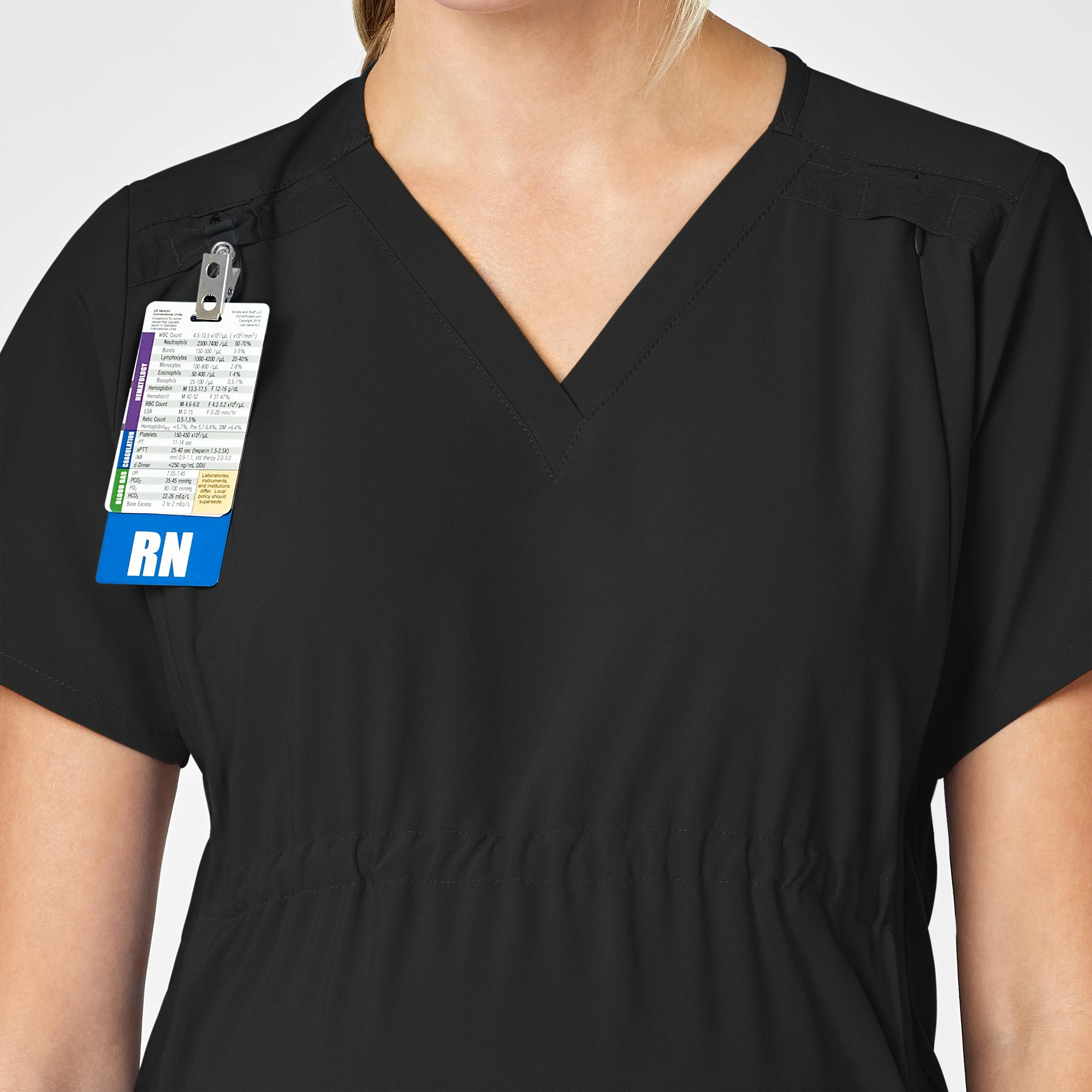 W123 Maternity V-Neck Scrub Top - Black - Image 5