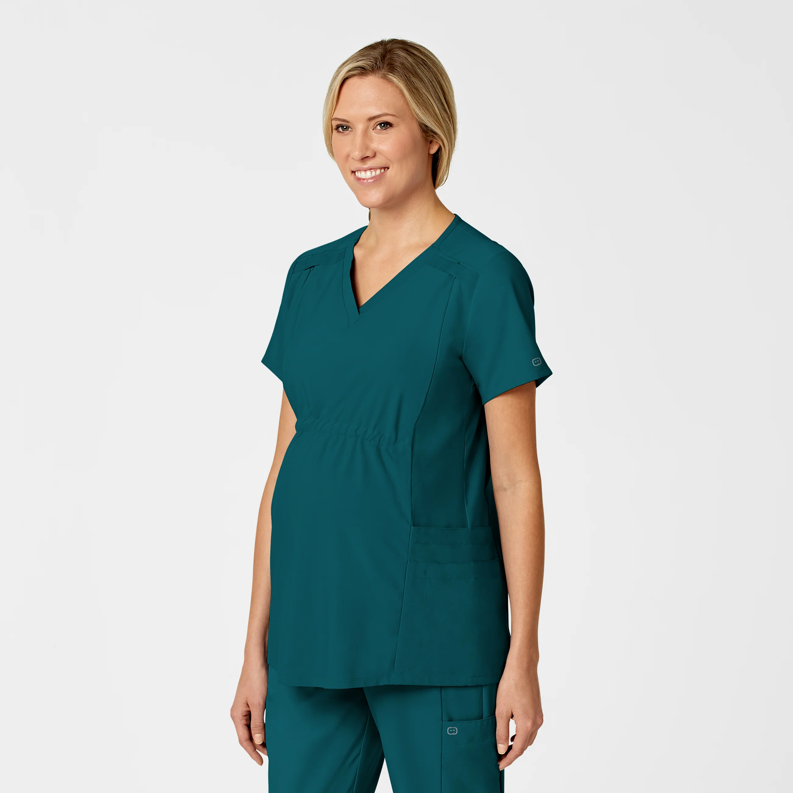 W123 Maternity V-Neck Scrub Top - Caribbean - Image 4