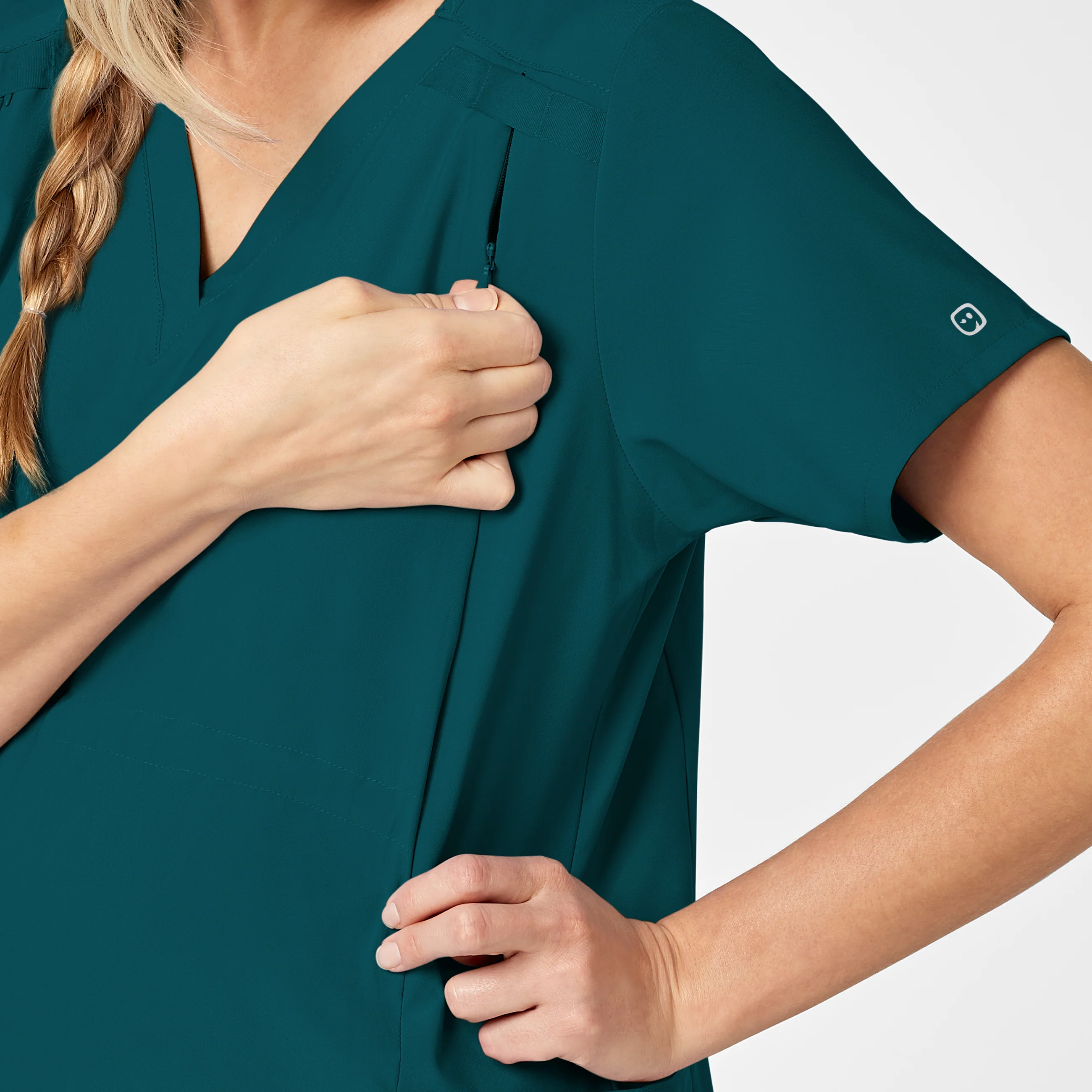 W123 Maternity V-Neck Scrub Top - Caribbean - Image 6