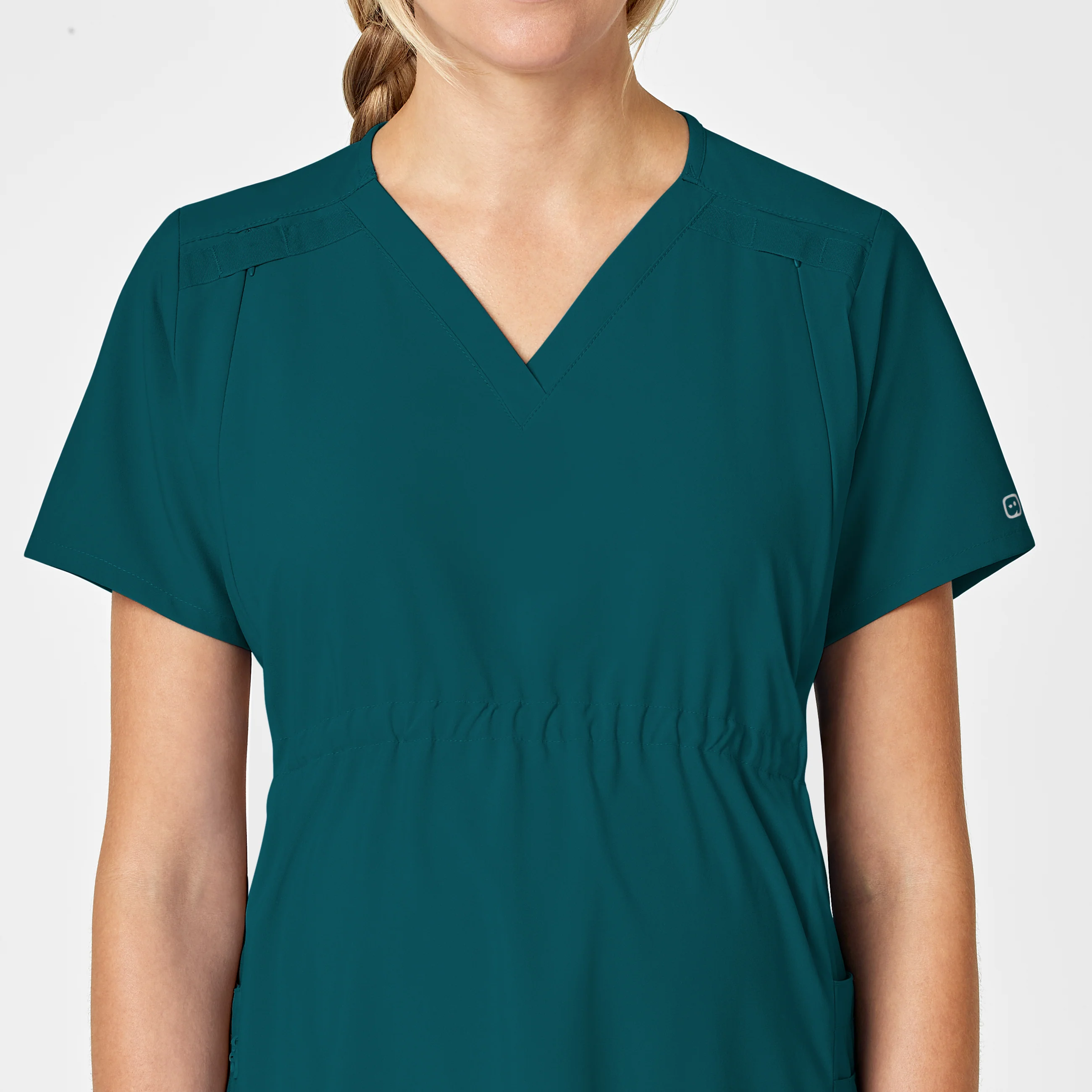 W123 Maternity V-Neck Scrub Top - Caribbean - Image 8