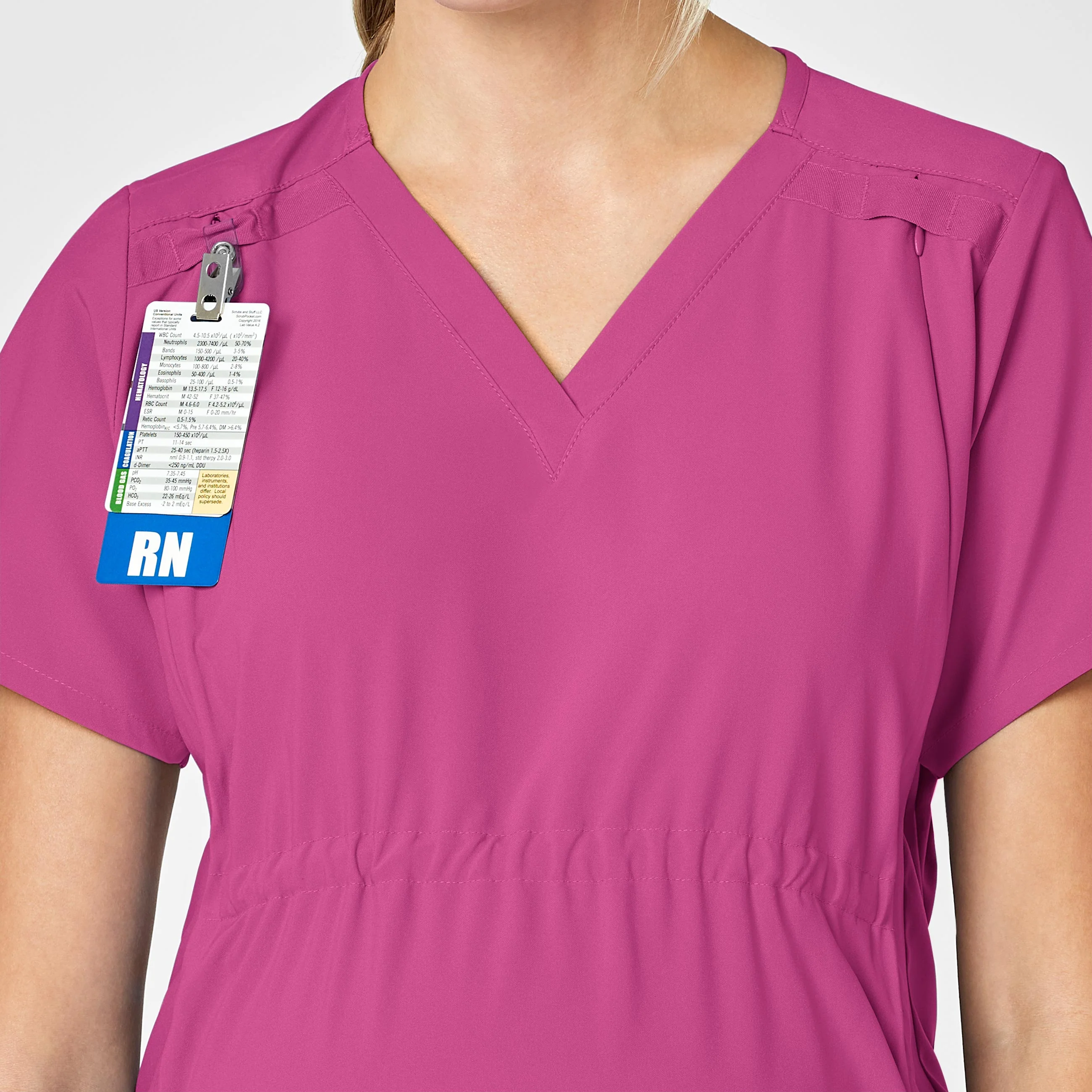 W123 Maternity V-Neck Scrub Top - Hot Pink - Image 5