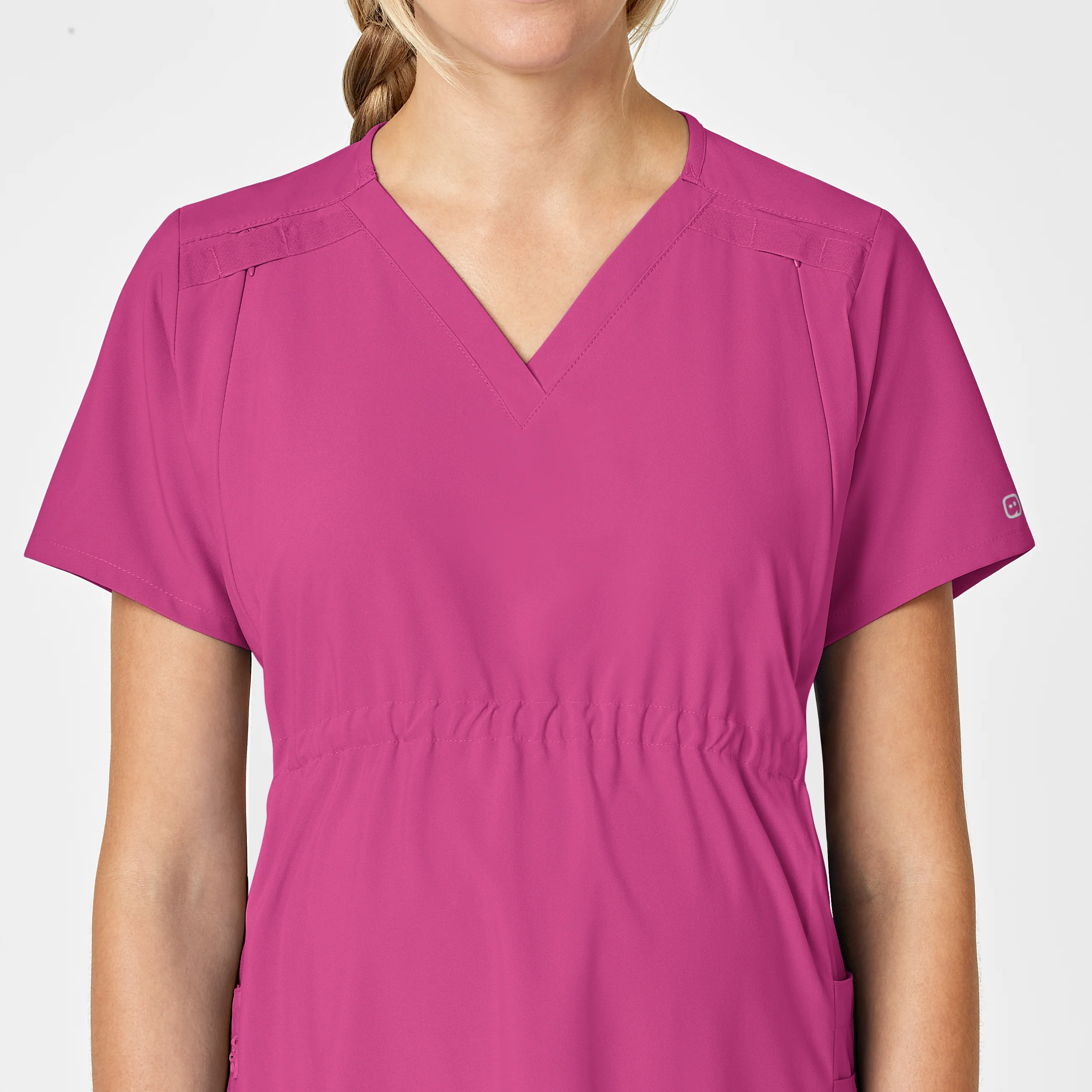 W123 Maternity V-Neck Scrub Top - Hot Pink - Image 8