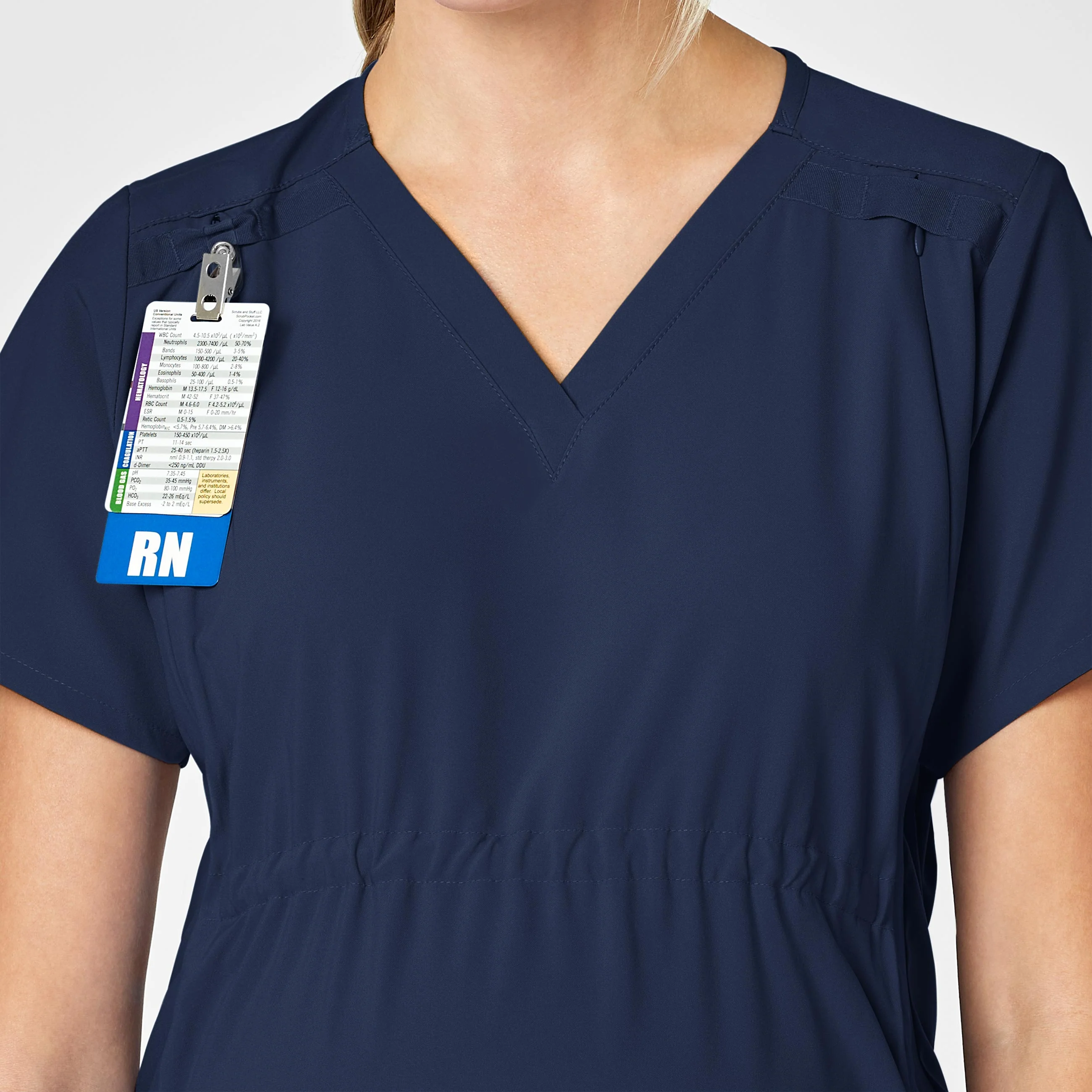W123 Maternity V-Neck Scrub Top - Navy - Image 5