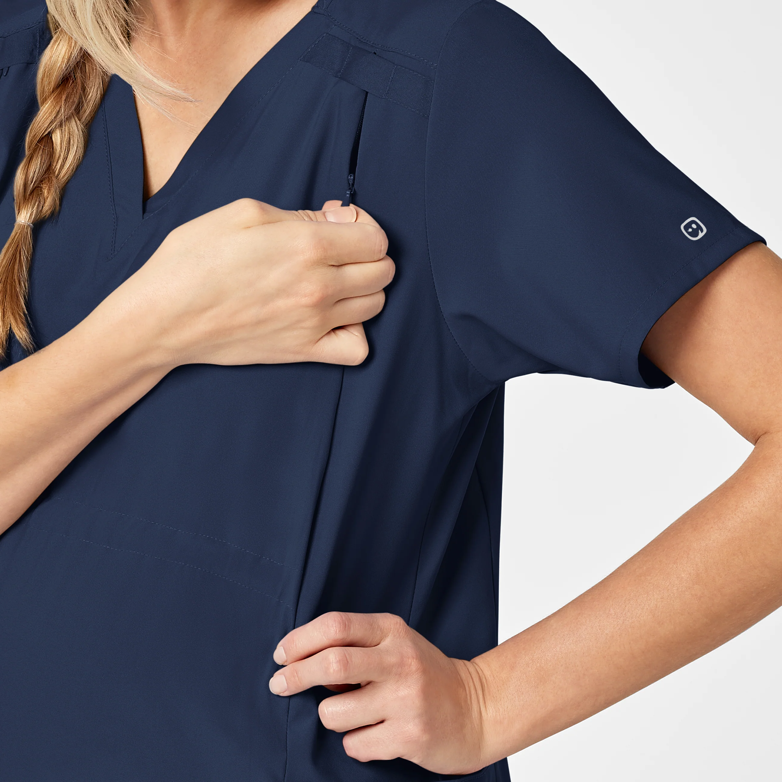 W123 Maternity V-Neck Scrub Top - Navy - Image 6