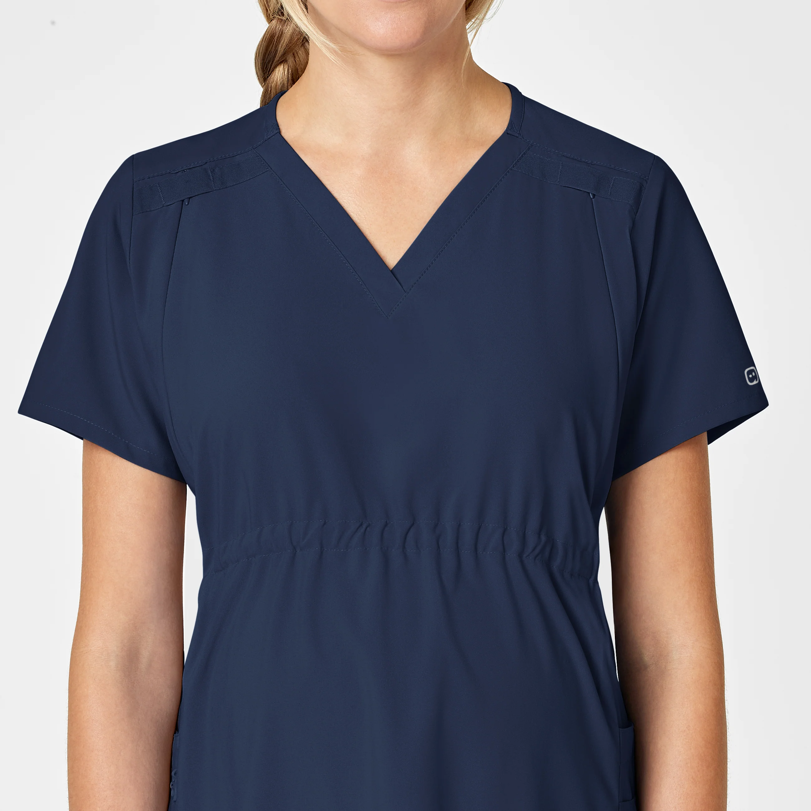 W123 Maternity V-Neck Scrub Top - Navy - Image 8