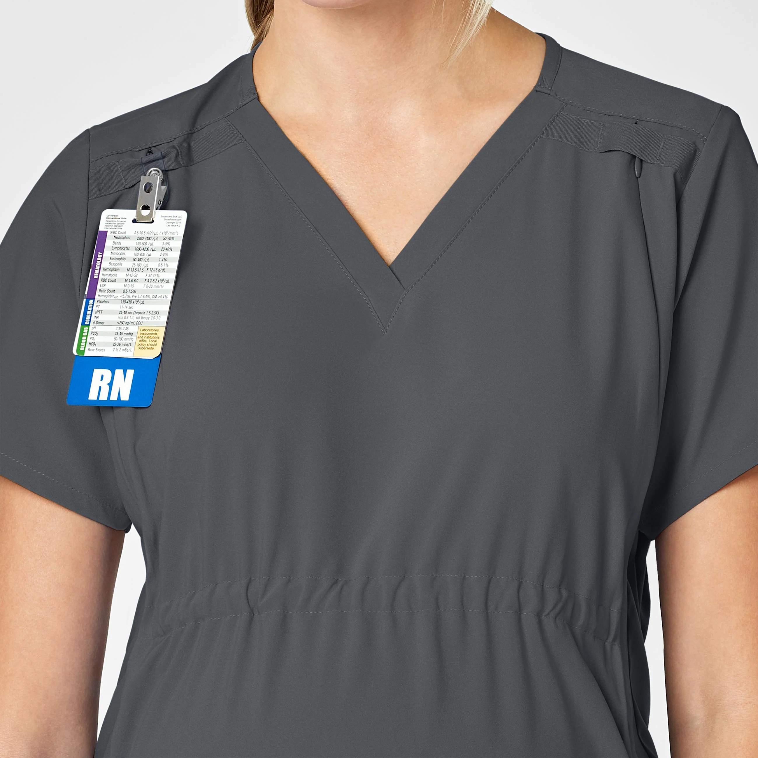 W123 Maternity V-Neck Scrub Top - Pewter - Image 5