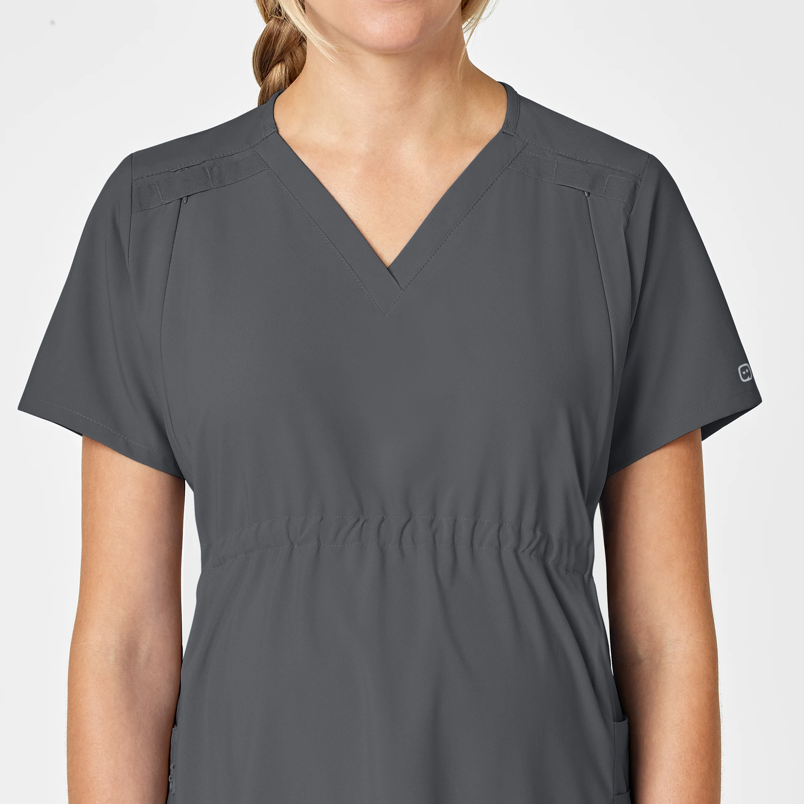 W123 Maternity V-Neck Scrub Top - Pewter - Image 8