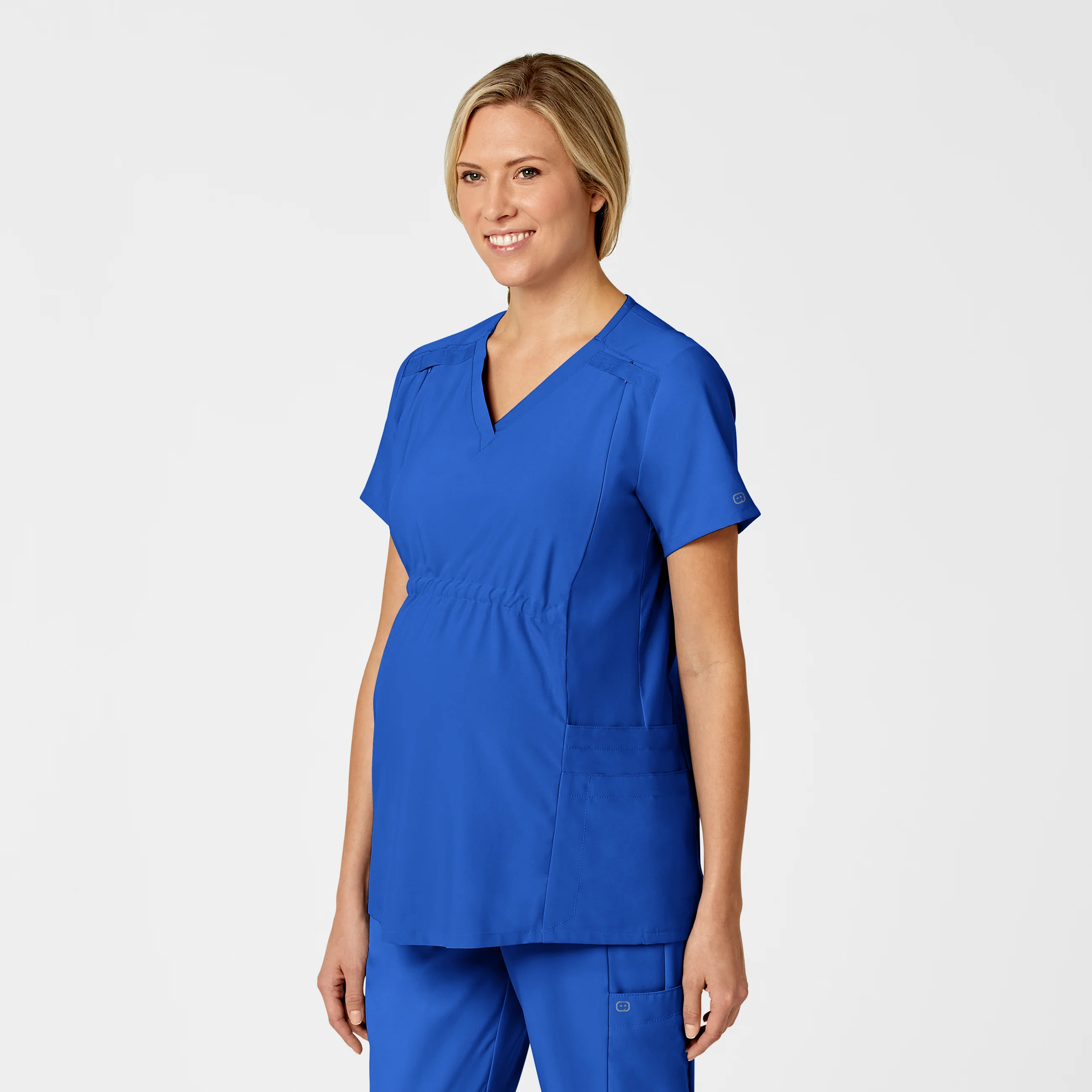 W123 Maternity V-Neck Scrub Top - Royal - Image 4