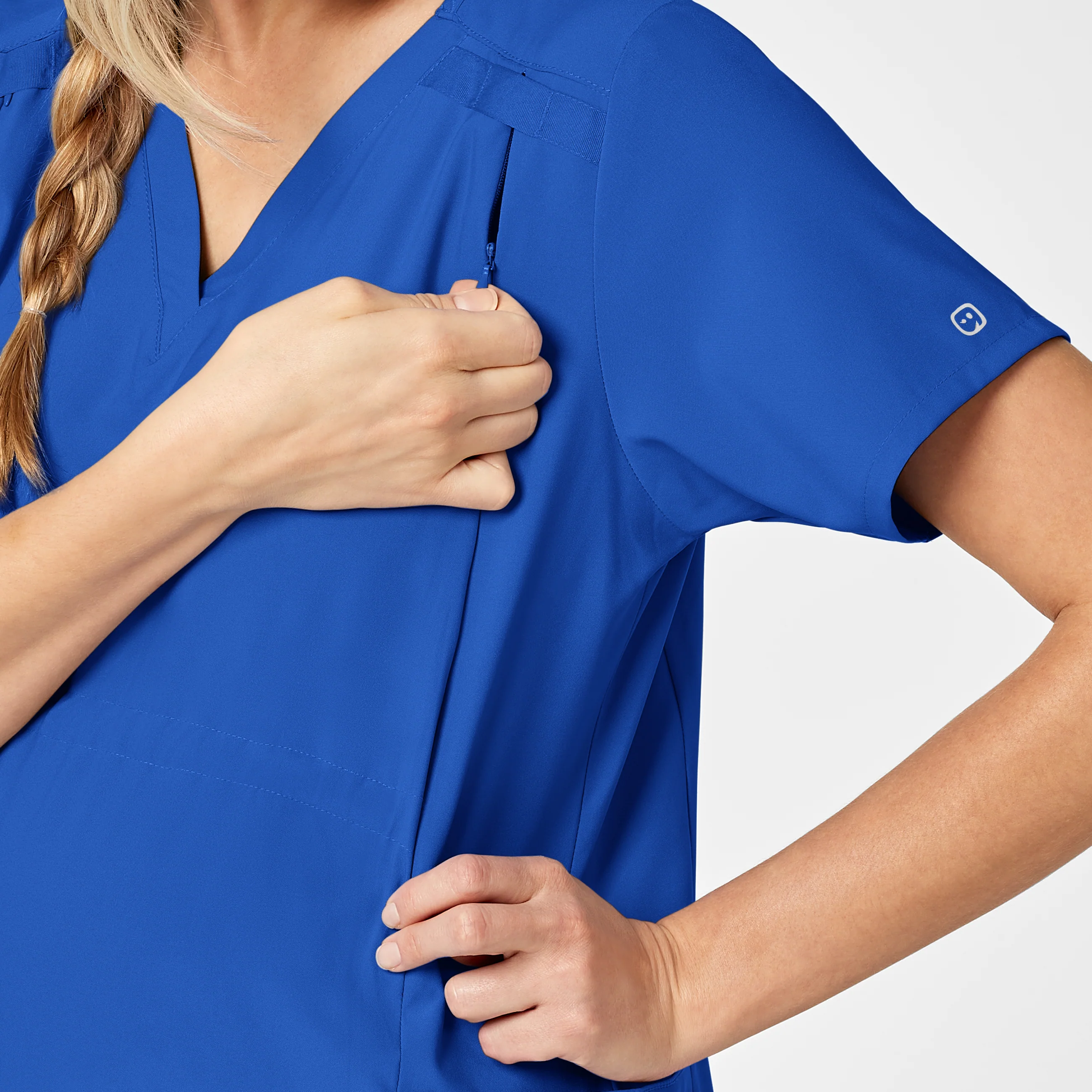 W123 Maternity V-Neck Scrub Top - Royal - Image 6