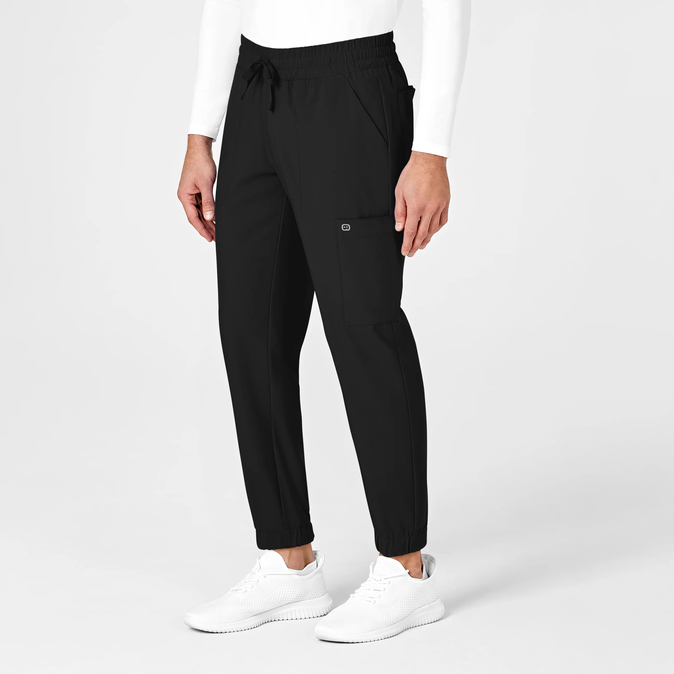 W123 Men's Cargo Jogger Scrub Pant - Black - Image 4
