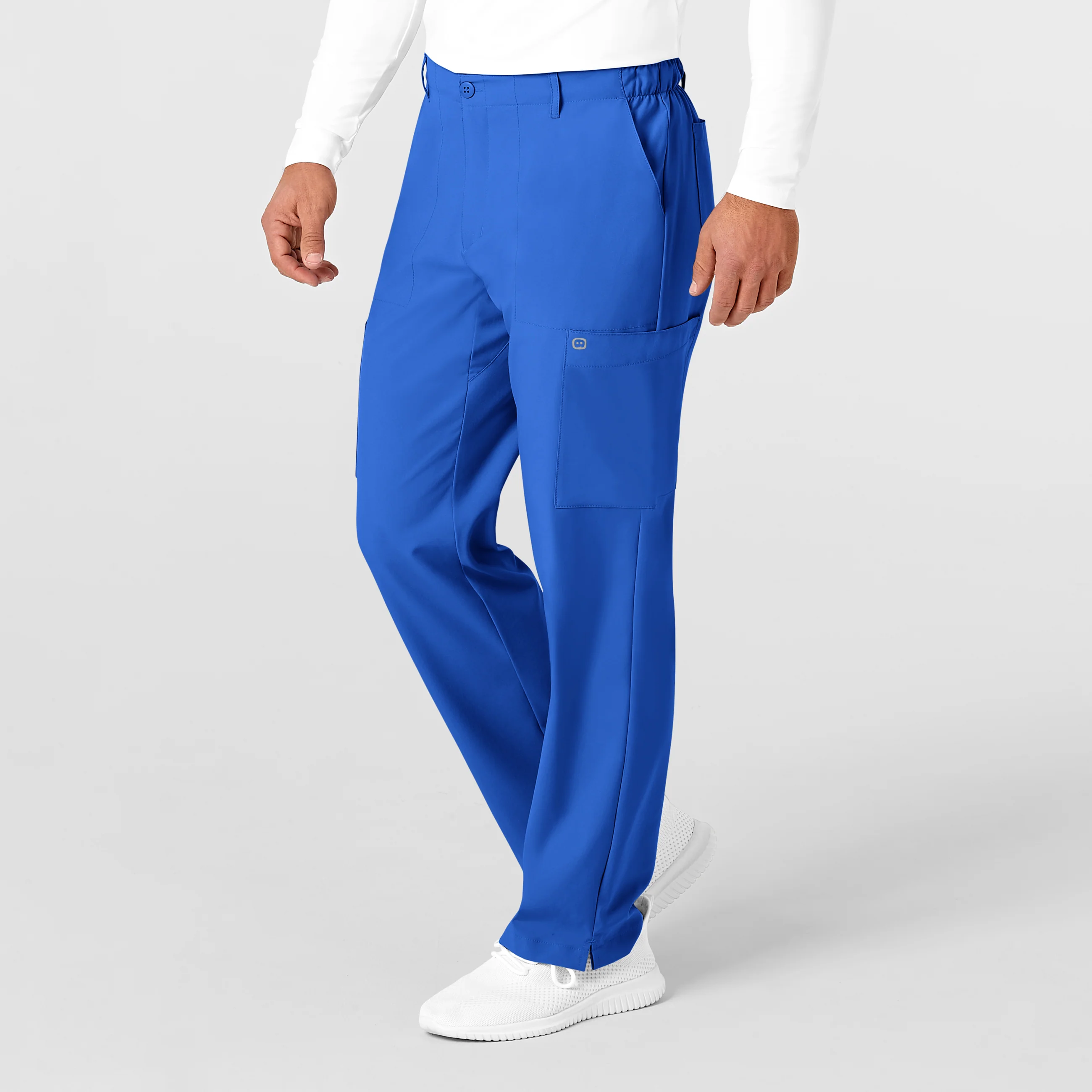 W123 Men's Flat Front Cargo Scrub Pant - Royal - Image 4