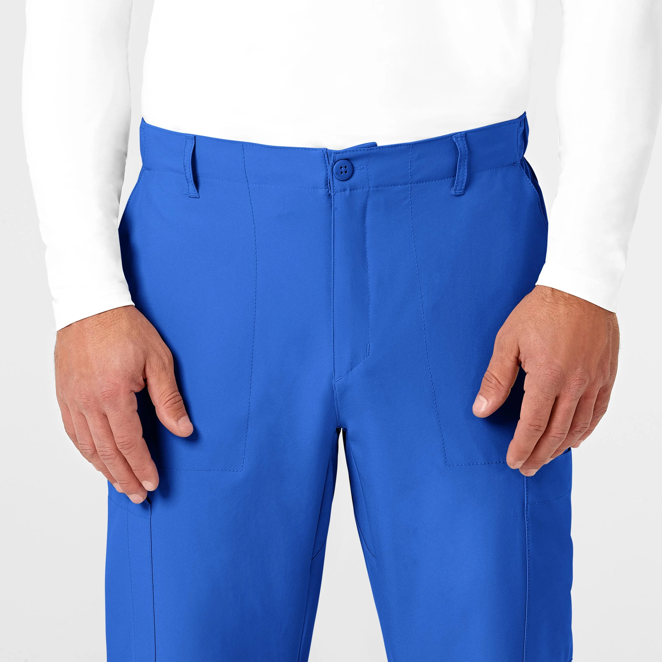 W123 Men's Flat Front Cargo Scrub Pant - Royal - Image 5