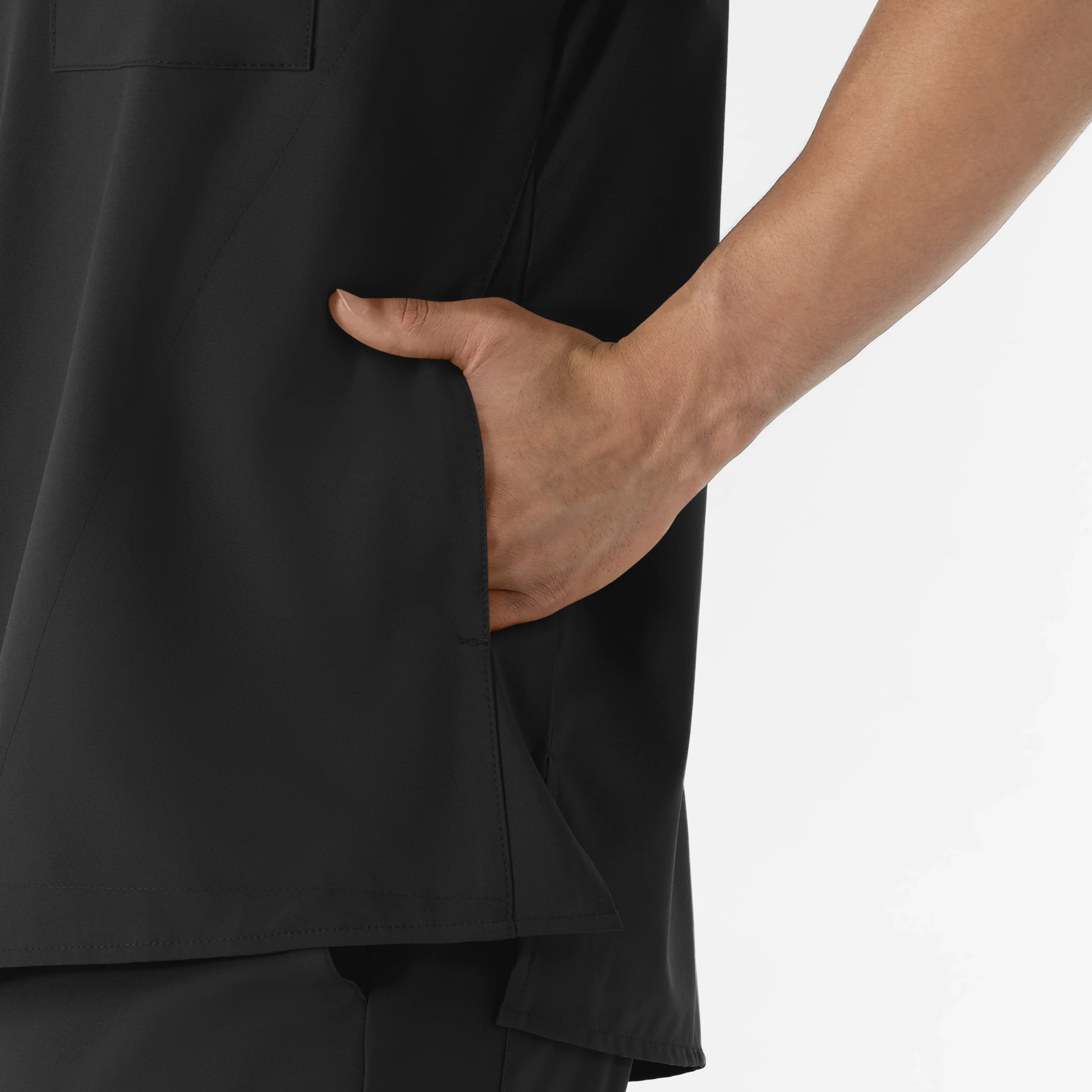 W123 Men's V-Neck Scrub Top - Black - Image 5